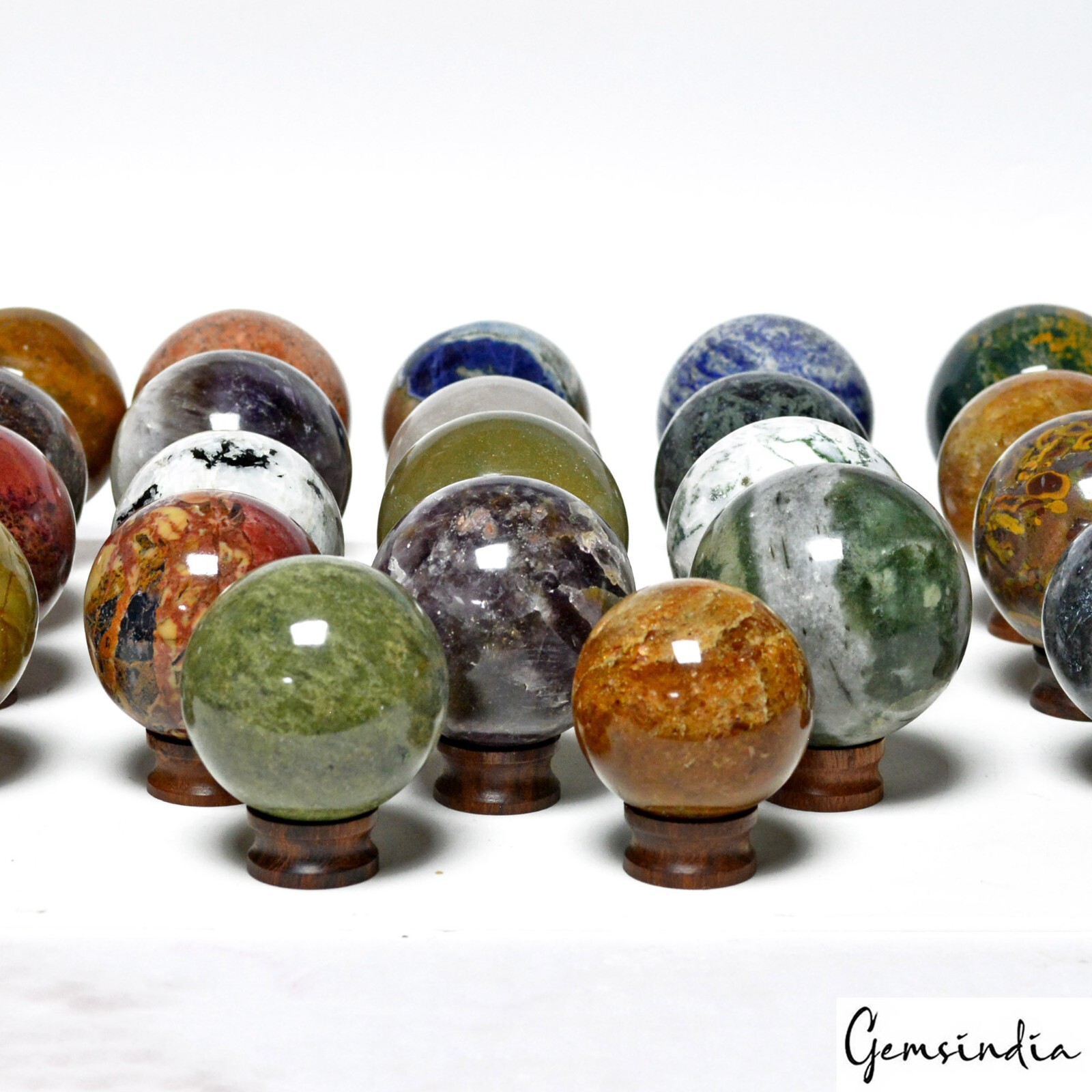 22 Pcs Set/48-61mm Natural Multi Color Healing Crystal Mineral Gem Spheres/Ball