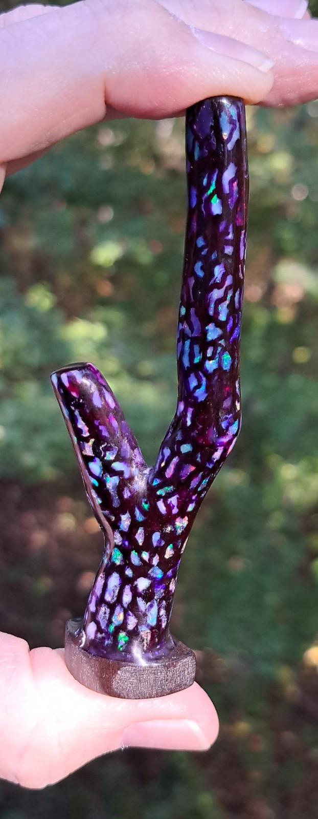 Huge Multicolor Indonesian Wood Opal Fossil Inlaid Mosaic Branch Stands Up