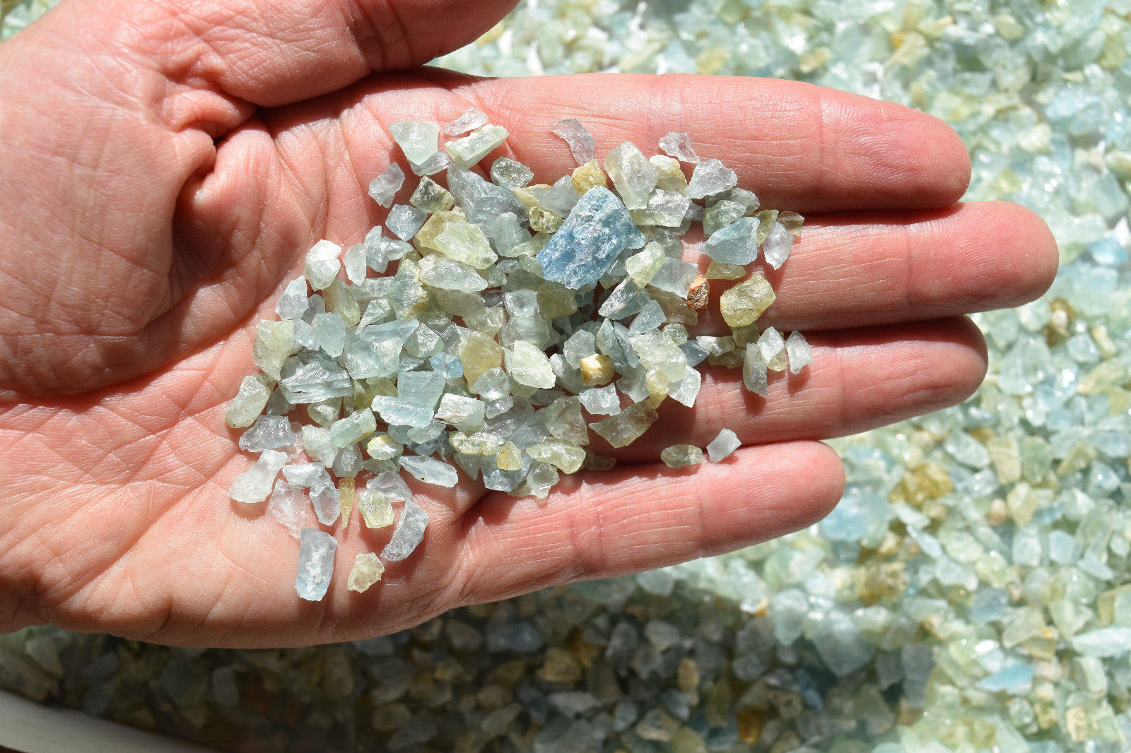 WHOLESALE Aquamarine / Beryl Chips Art Grids Orgonite Africa 700 grams # 5641