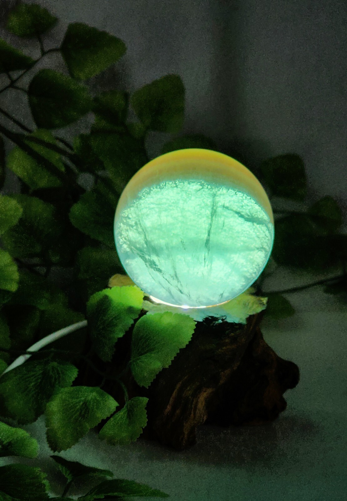 Candy Flourite Sphere, Free Lighted Wood Base, Crystal Sphere, Flourite Sphere