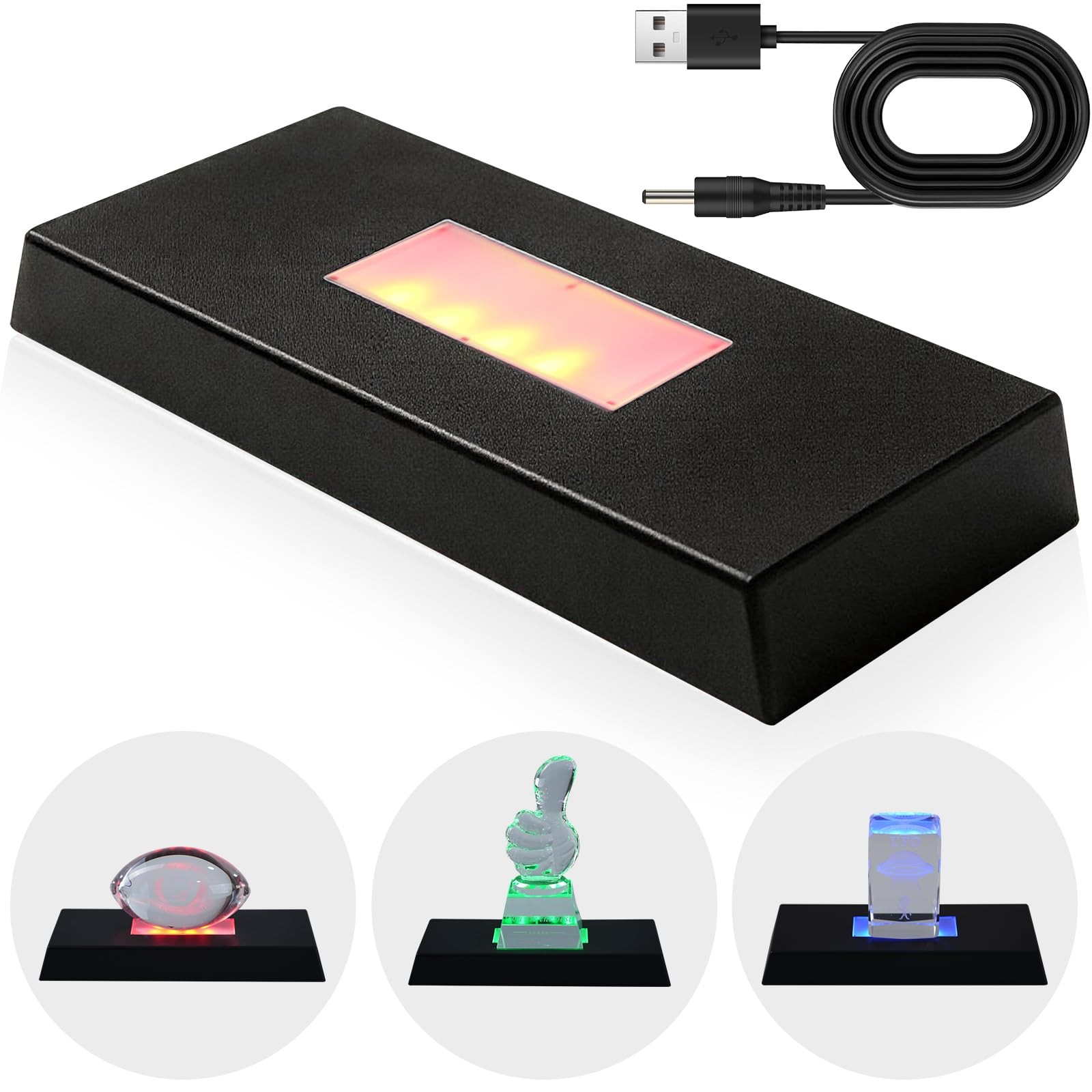 Light Base Big Size,Display Stand with 7 Color Lights 9 Lighting Modes, ABS M…