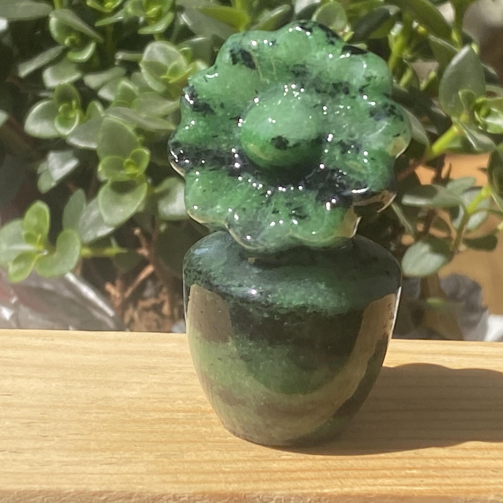 1 Pc Natural Zoisite Crystal Quartz Carved Potted Sunflower Gem Reiki Healing 2″