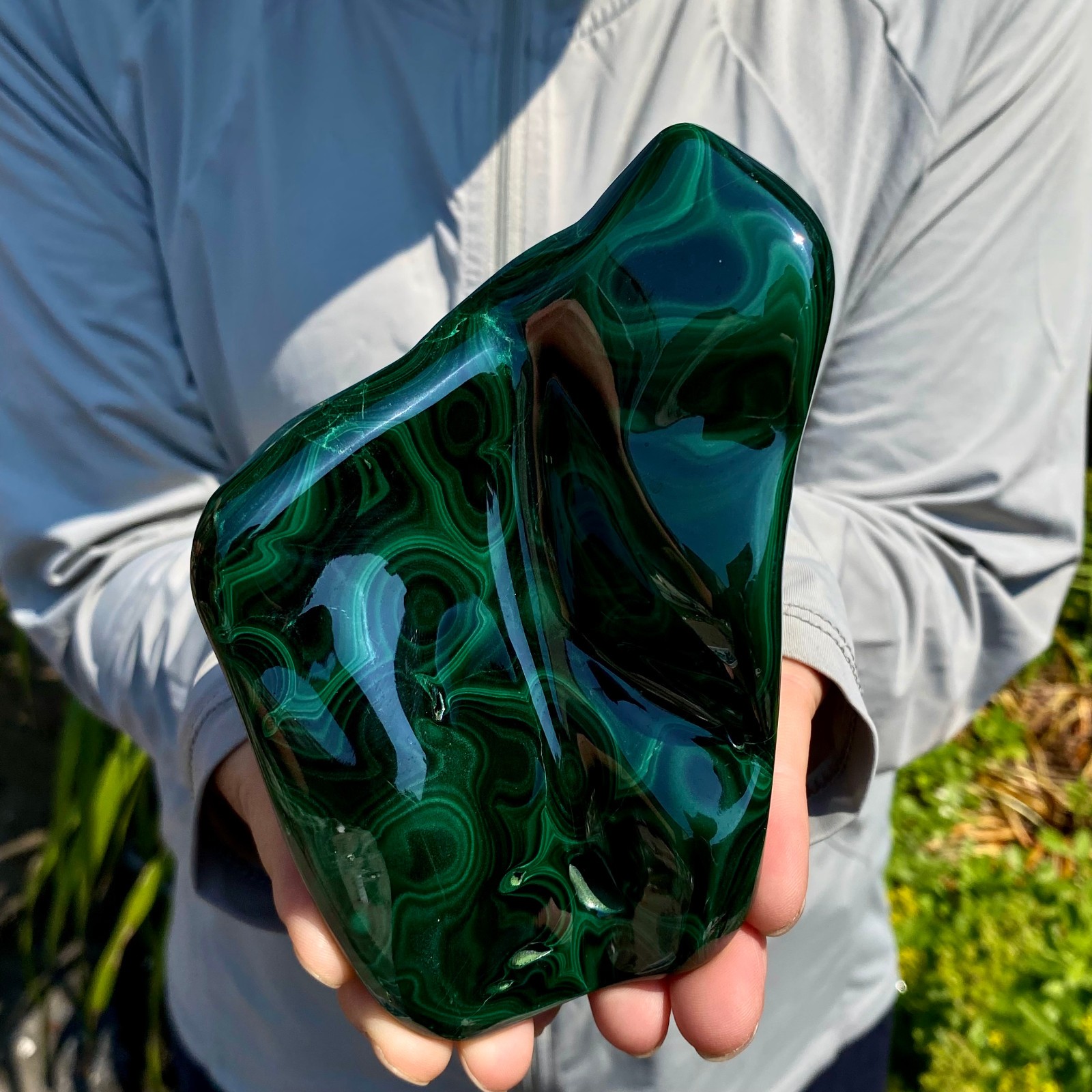 1.43LB Natural glossy Malachite transparent cluster rough mineral sample