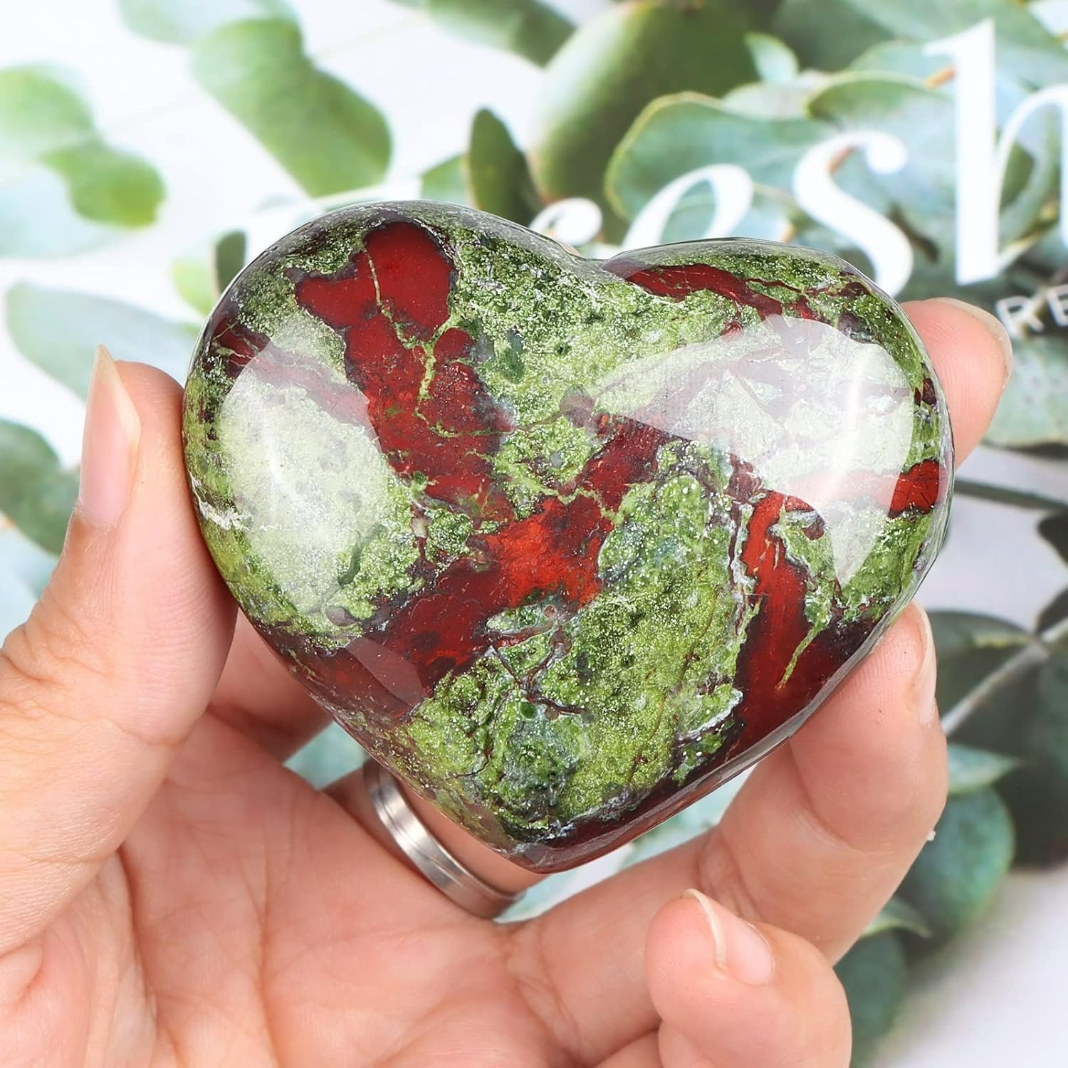 Natural Dragon Bloodstone Heart Handcarved Crystal Minerals Gemstone Specimens