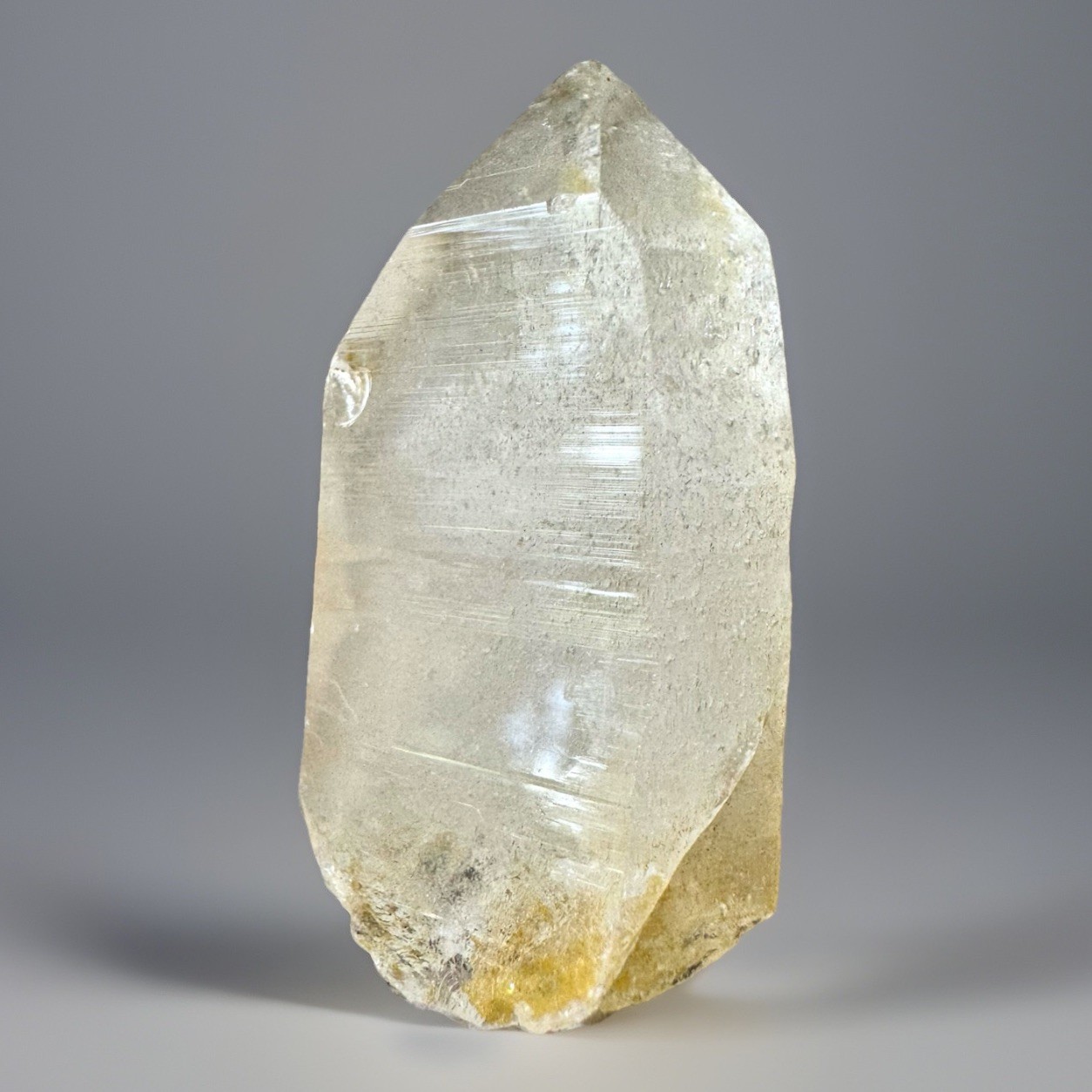 “Golden Archive Tablet” Ganesh Himalayan Flat Top Curved Lemurian Quartz Crystal