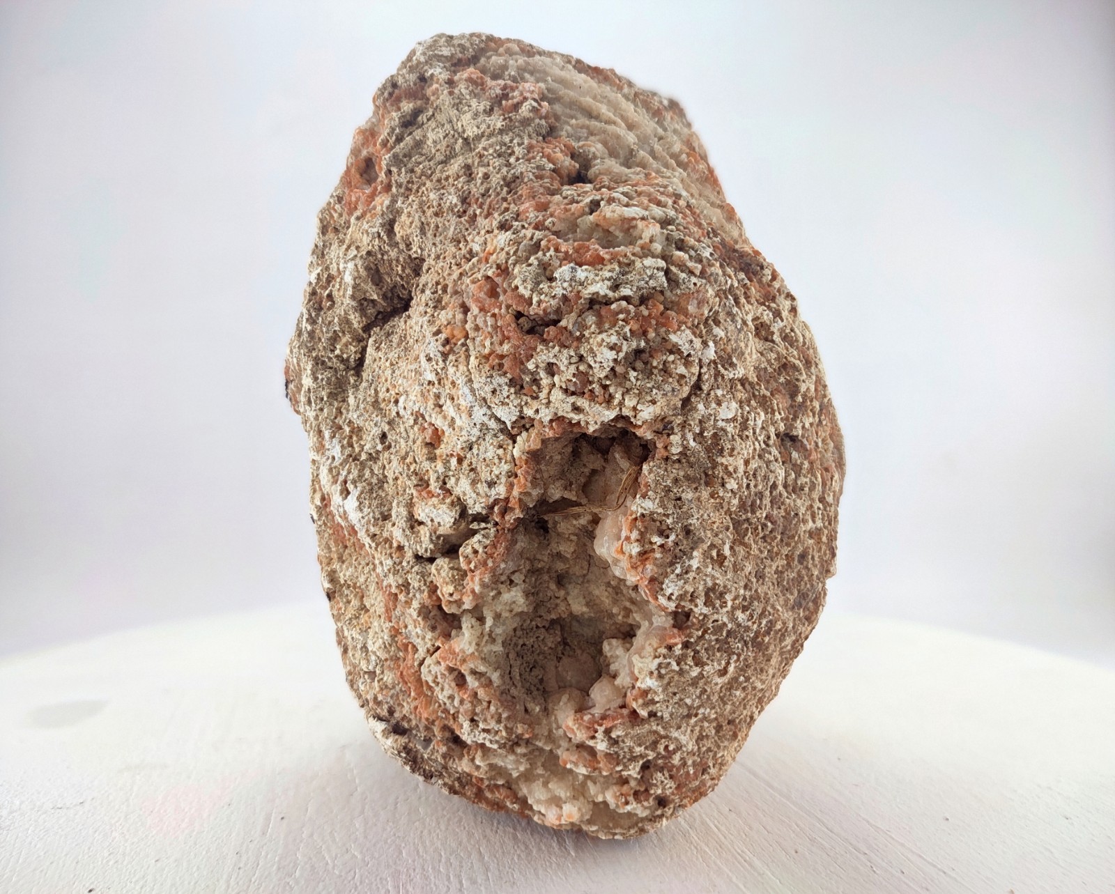 6.5″ Unopened Geode Nodule Localized Pink Exterior Kentucky Quartz Crystal 5.6LB