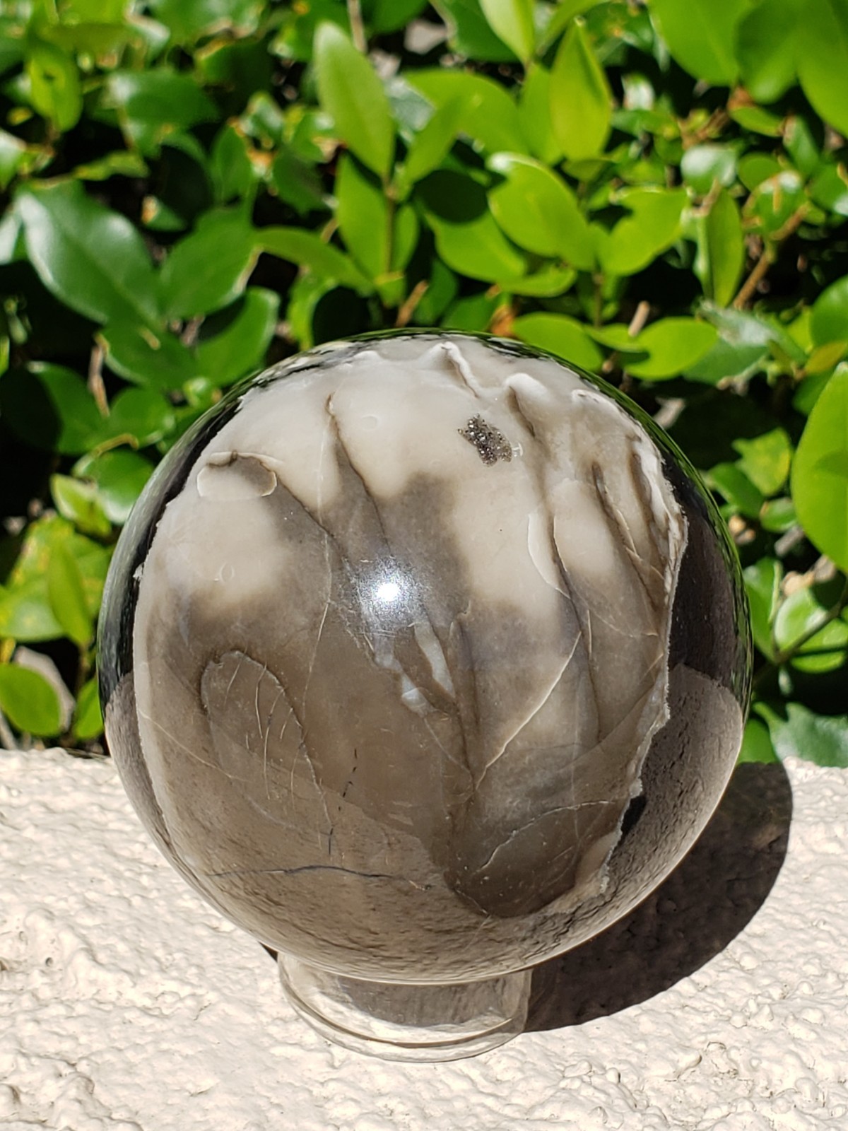 2.63″ Volcano Agate Quartz Crystal Sphere Ball Orb Stunning Green UV, 400g