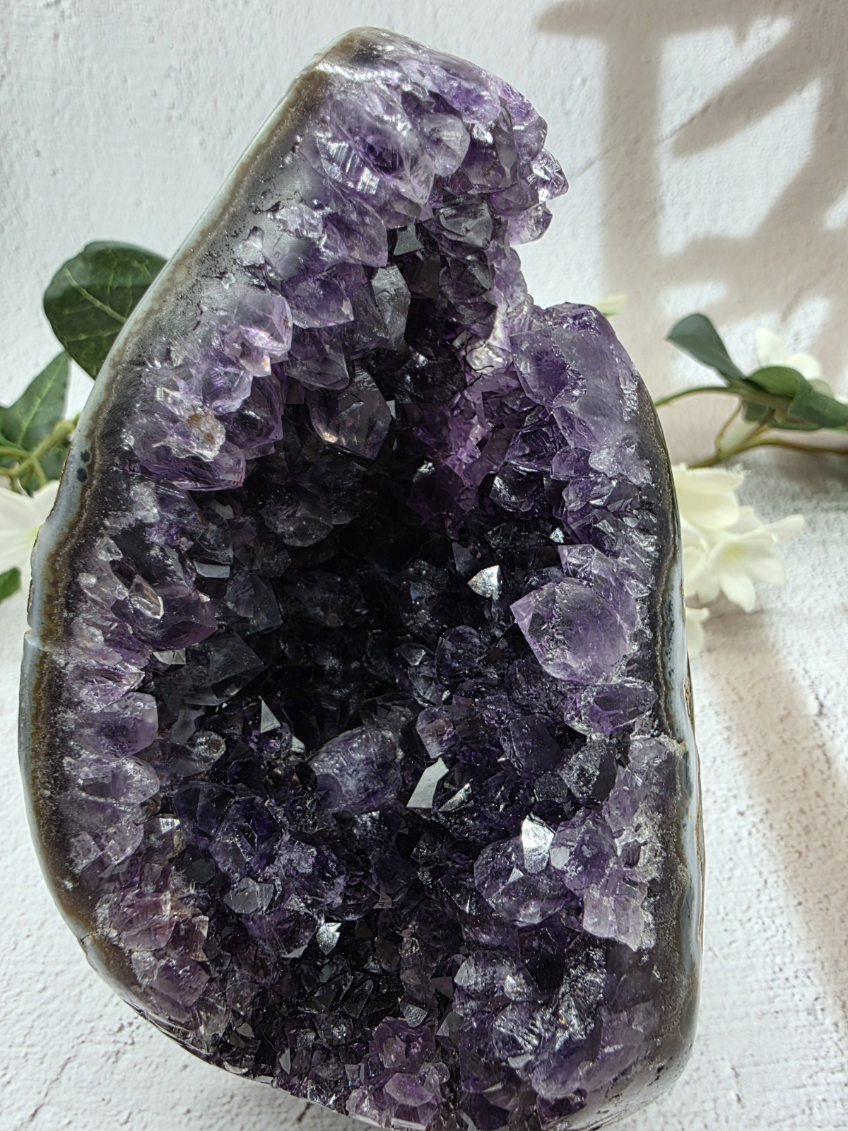Uruguay Amethyst Druzy Geode Crystal Specimen w/ Acrylic Display Stand 1 Lb 6.6