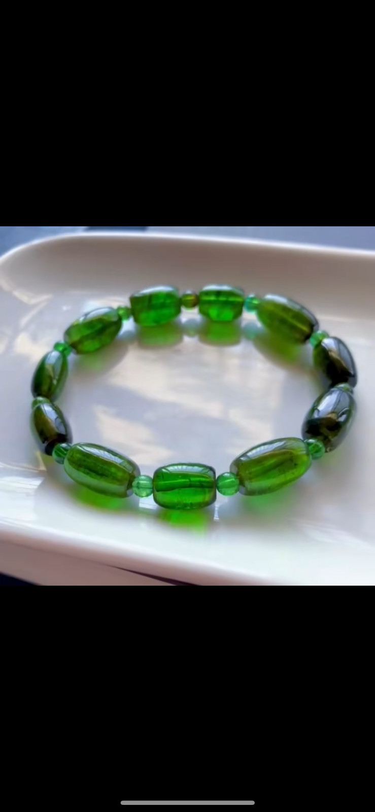 TOP Natural Imperial green tourmaline Gemstone quartz Bucket bead bracelet AA++