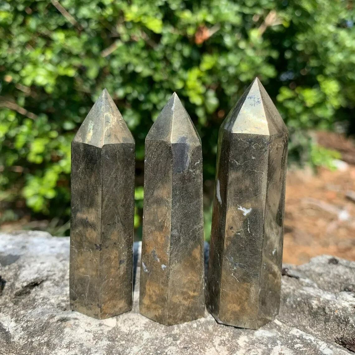 Natural Pyrite Point Obelisk Crystal Tower Healing Meditation Home Decoration