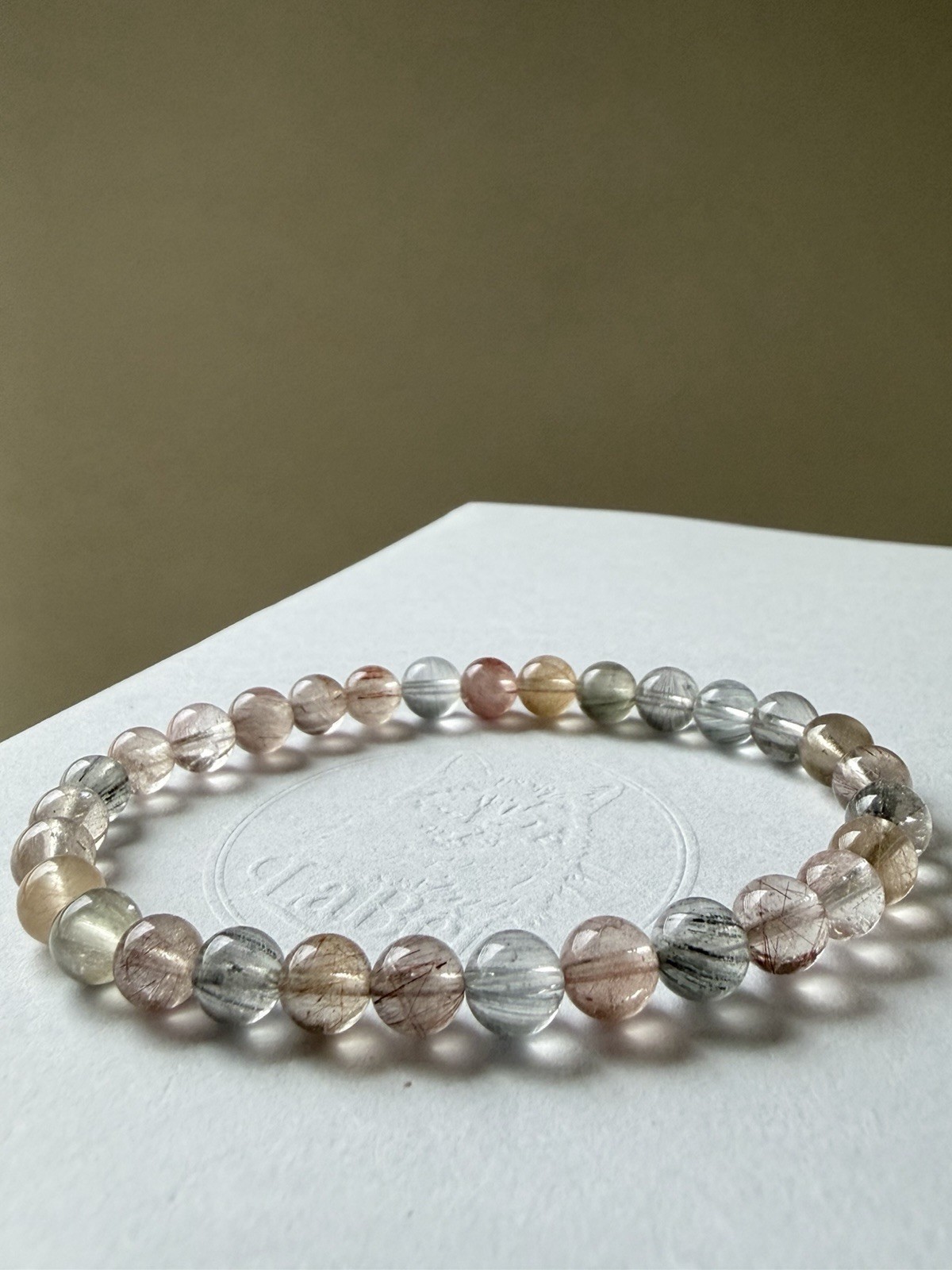 Natural Pastel Transparent Rabbit Hair Quartz Bracelet | Soft Needle Rutile 6mm