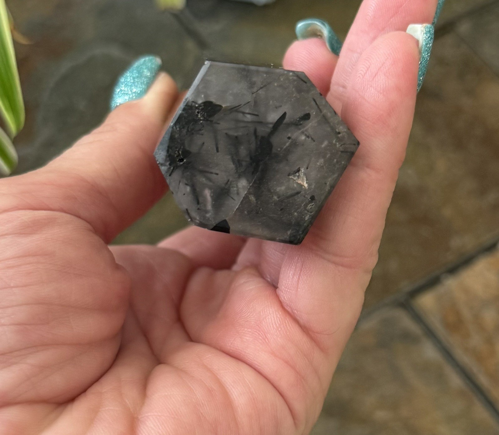 Natural Black Tourmaline in Quartz Tower Polished Crystal Point Collector, 6 “