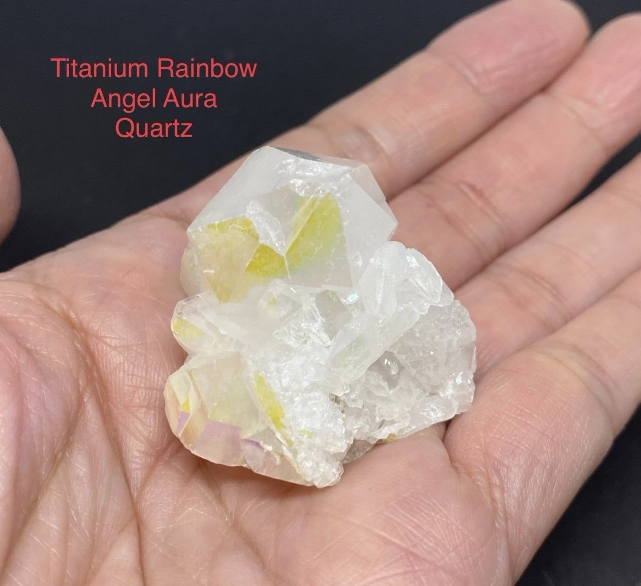 Titanium Rainbow Angel Aura Genuine Quartz Crystal Healing Chakra 33.2g 1 1/2in