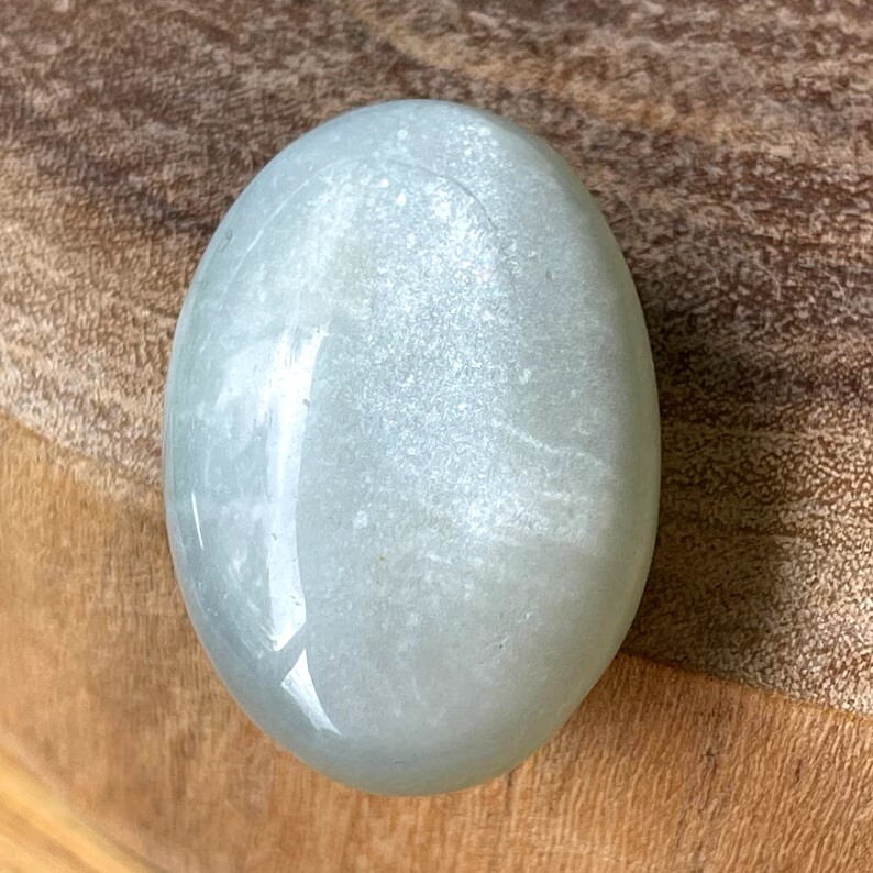 Silky Green Moonstone Palmstone Pocket Crystal – No.17 Rare Crystals