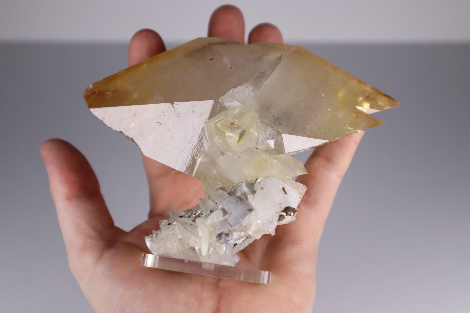 HUGE Elmwood Mine GOLDEN CALCITE Double Terminated Crystal Cluster 645g