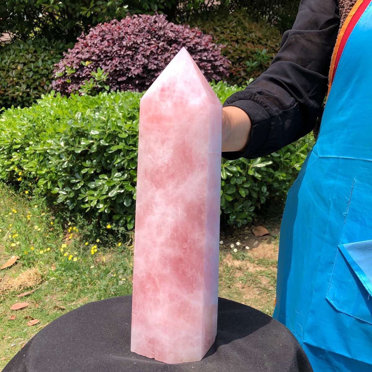 9.74LB Natural rose quartz obelisk pink crystal tower point healing decor