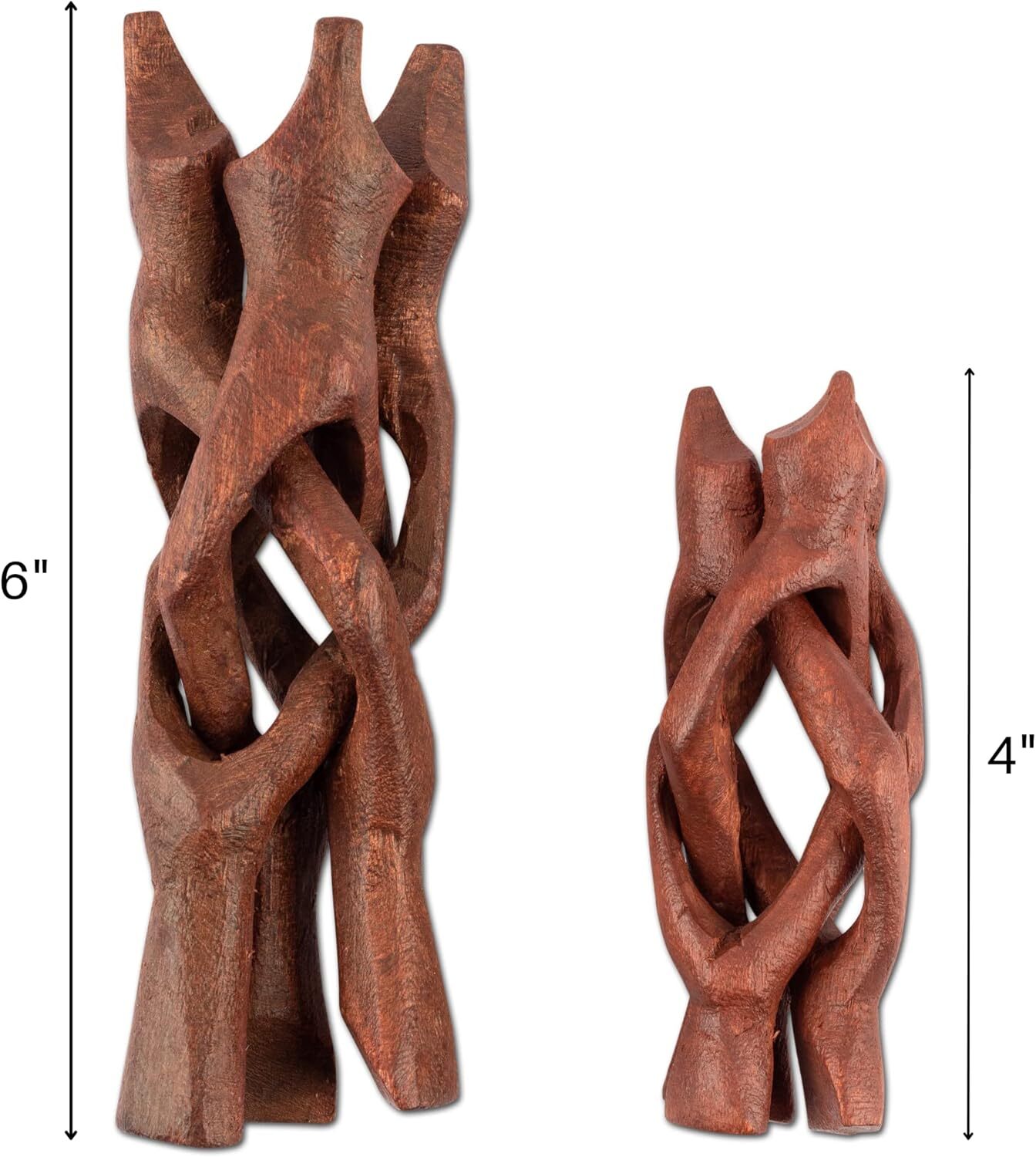 Wish Well 2 Piece Wooden Tripod Stand – 4″ & 6″ Hand-Carved Room Decor Holder…