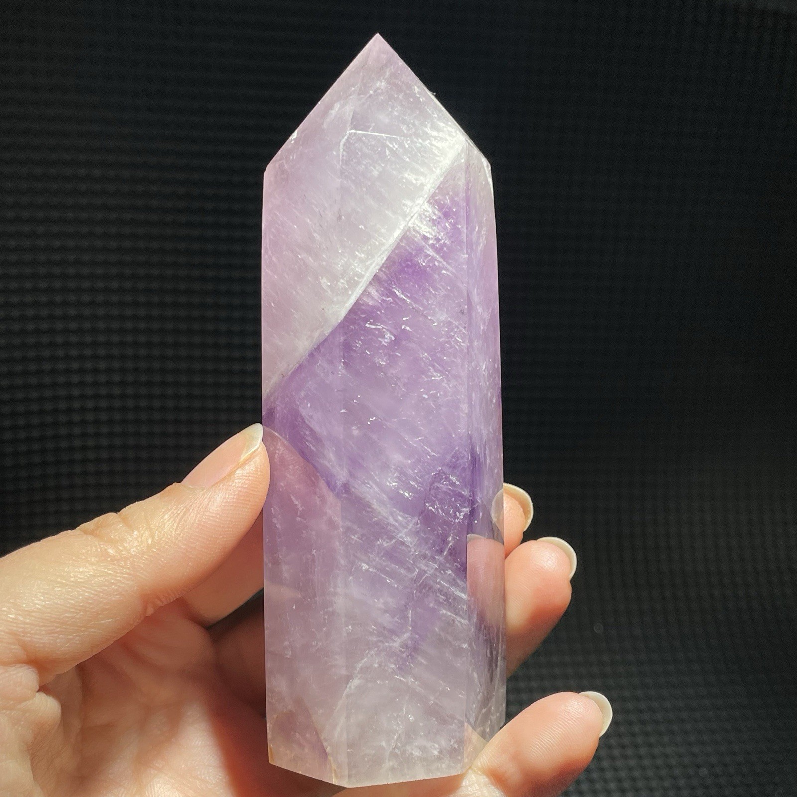 Natural Amethyst Crystal Tower Point Obelisk Polished Healing Quartz Home Decor