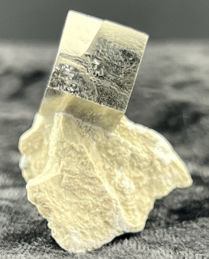 Pyrite Cube on Limestone Matrix from Mina Ampliación A Victoria, Navajún, Spain.