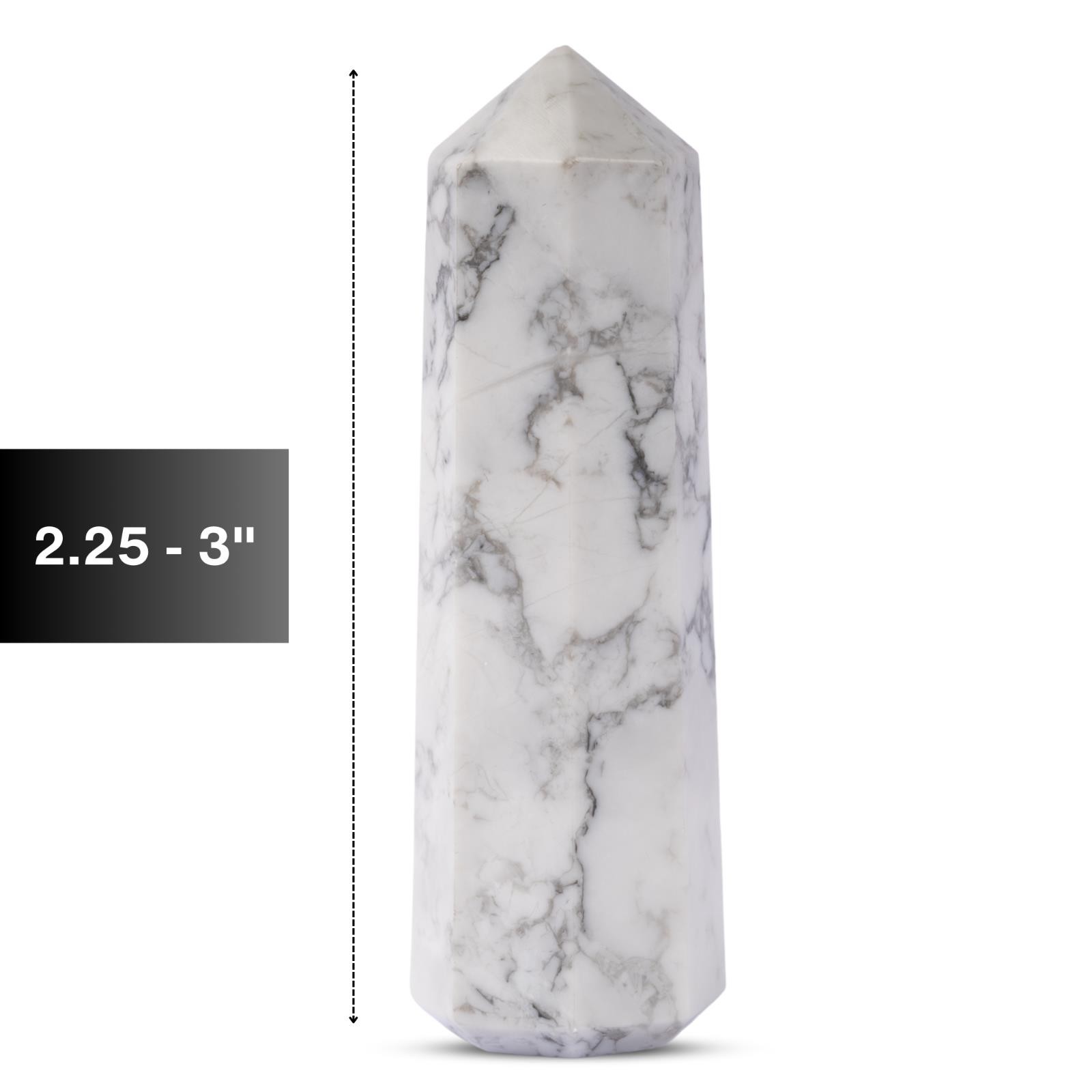 Natural Howlite Obelisk Point Crystal Tower 2.5-3″, Healing Crystals and Stones,