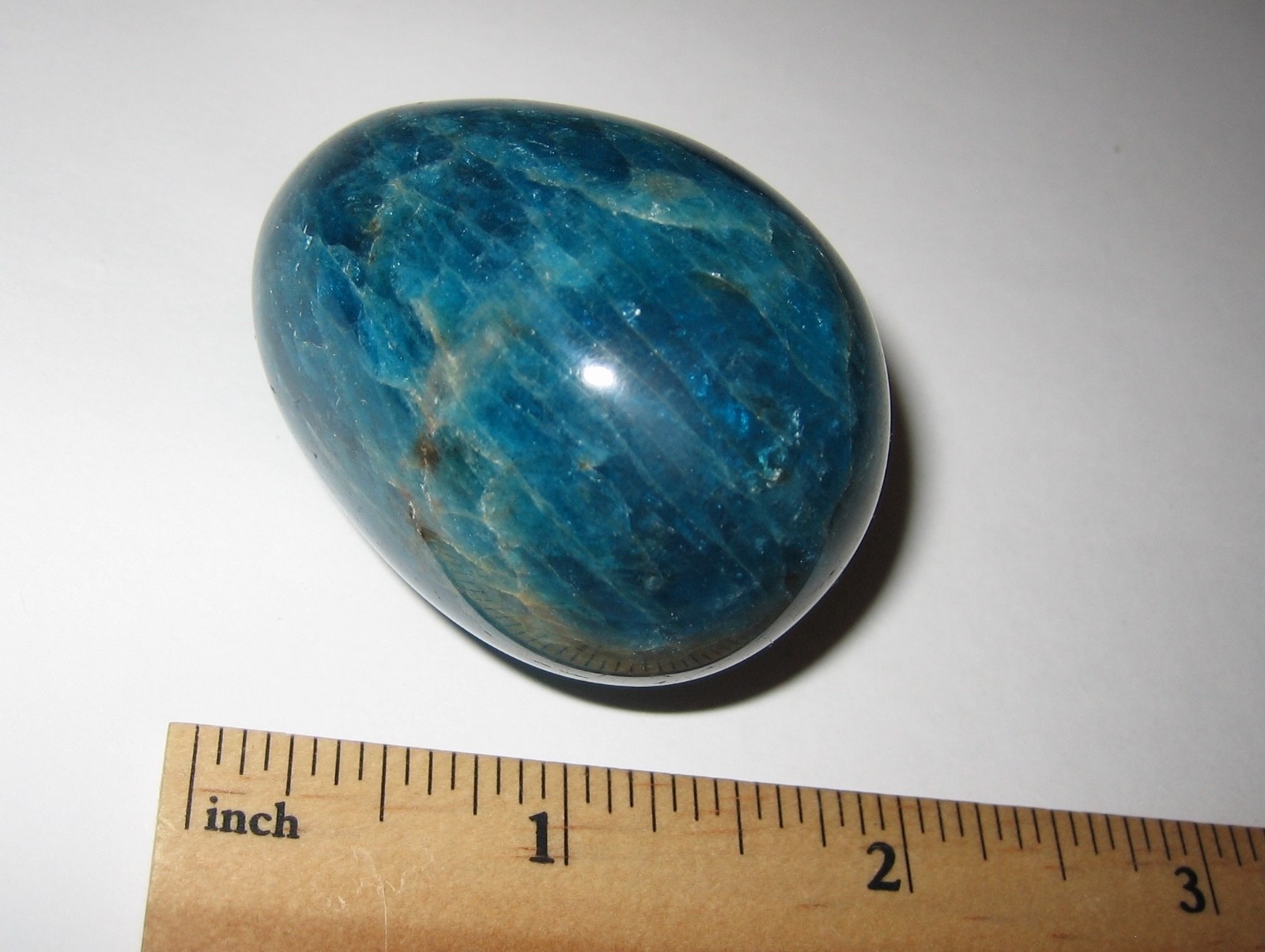 2″ BEAUTIFUL POLISHED NATURAL RICH BLUE APATITE CRYSTAL STONE EGG 112.4grams *1