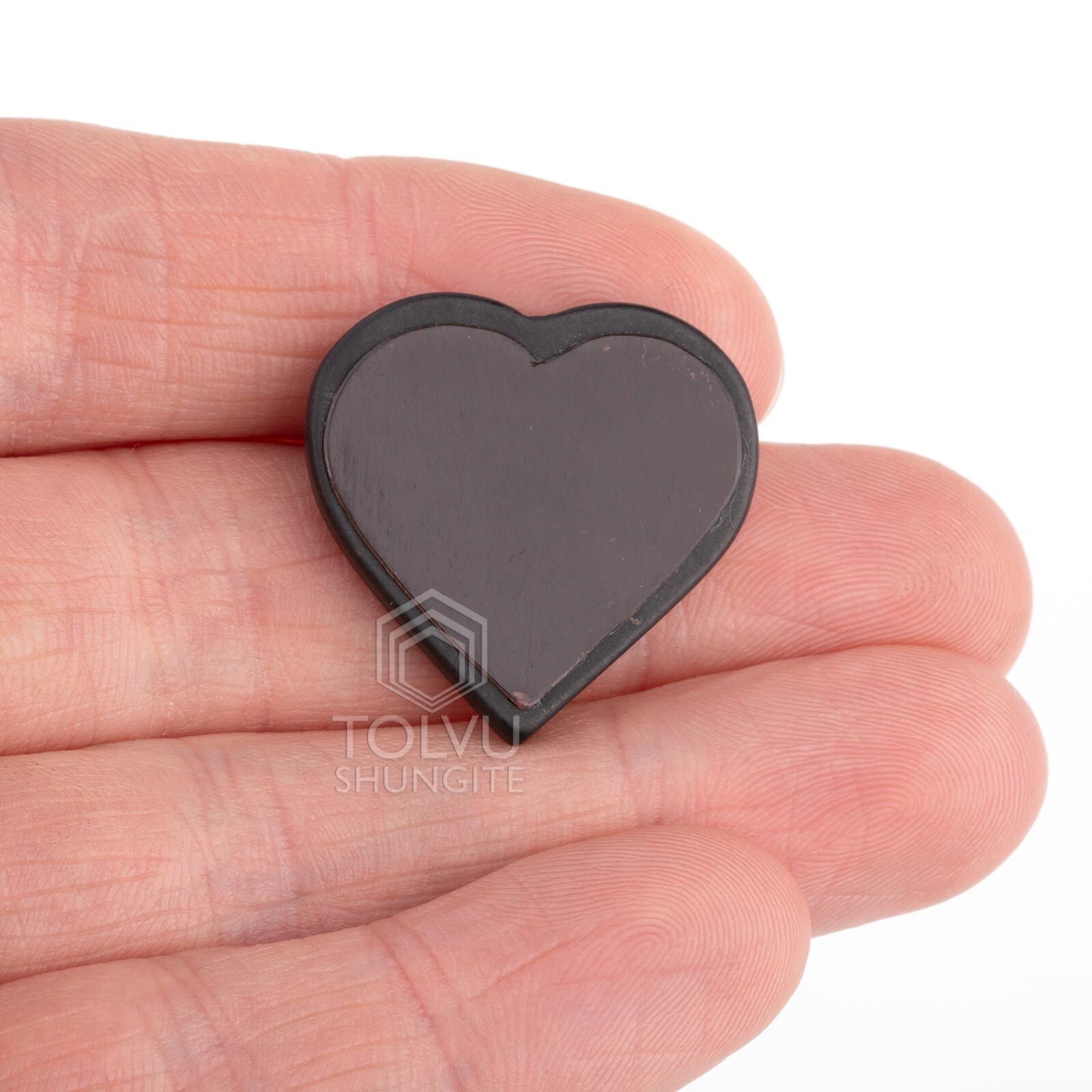 Shungite plate Heart shape, EMF protection sticker made of shungite stone, Tolvu