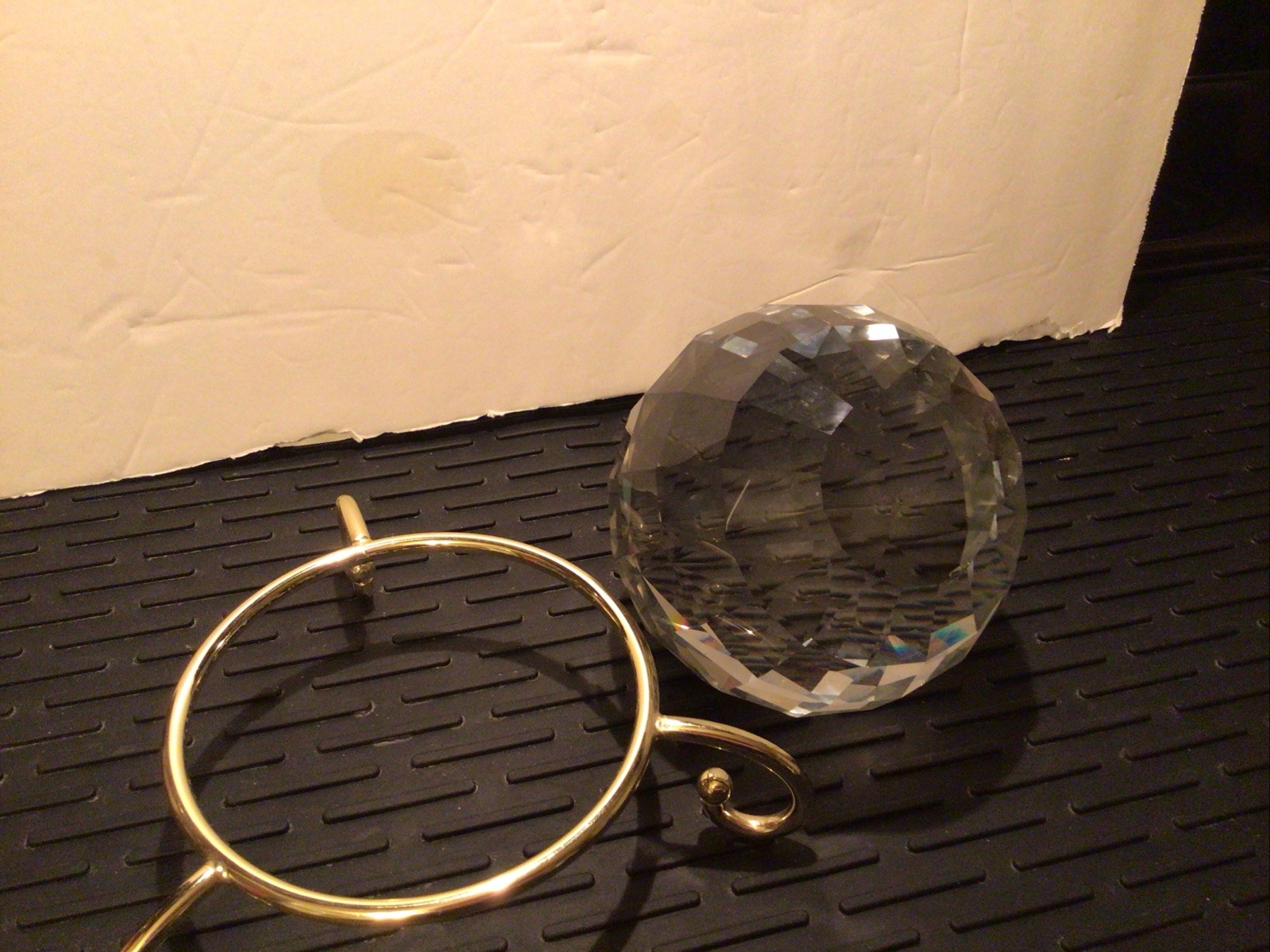 Multi Faceted Clear Magic Crystal Sphere W/stand 5” In Diameter