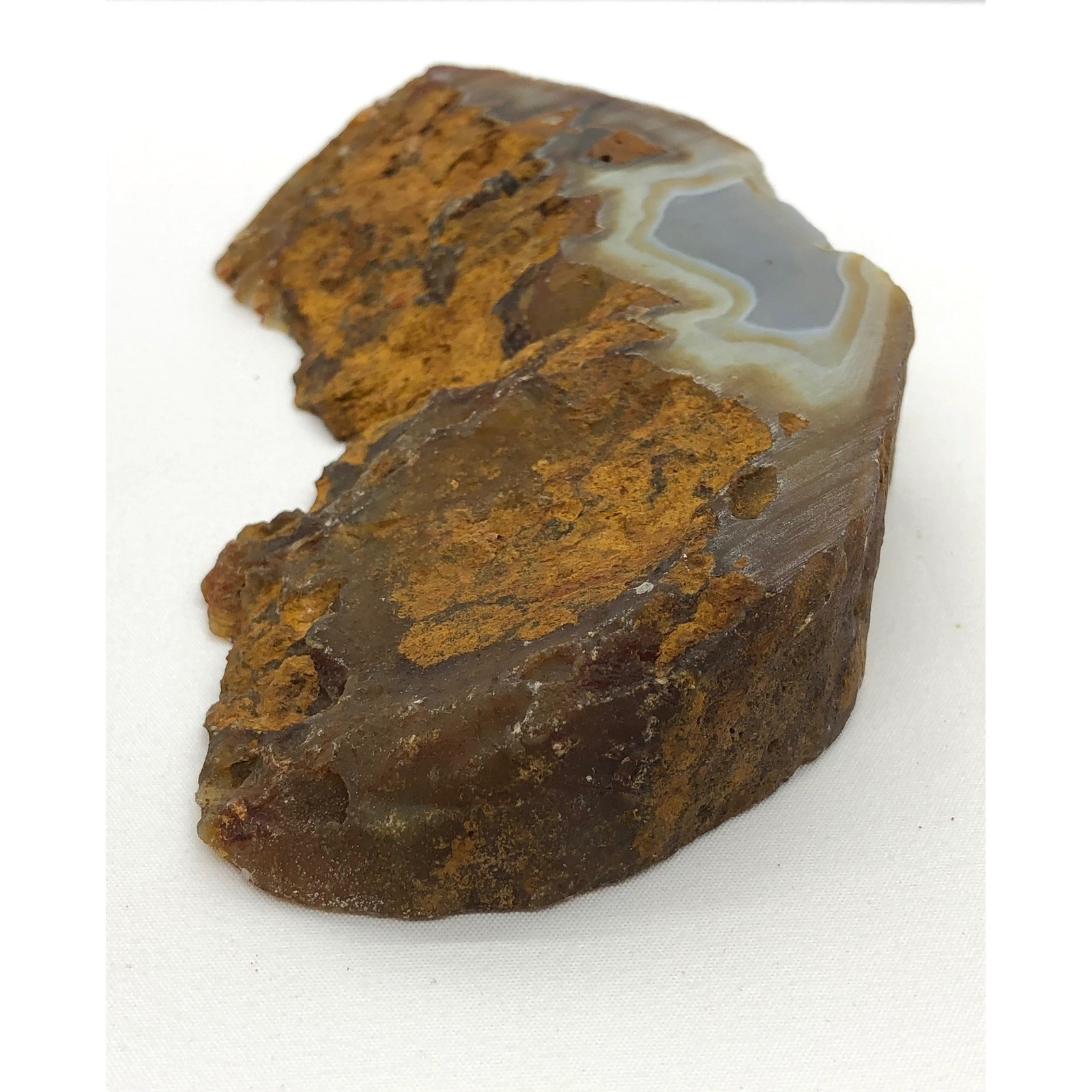 Natural Polished Banded Agate Slice Geode Specimen Brown Gray 5.25 Inch Decor