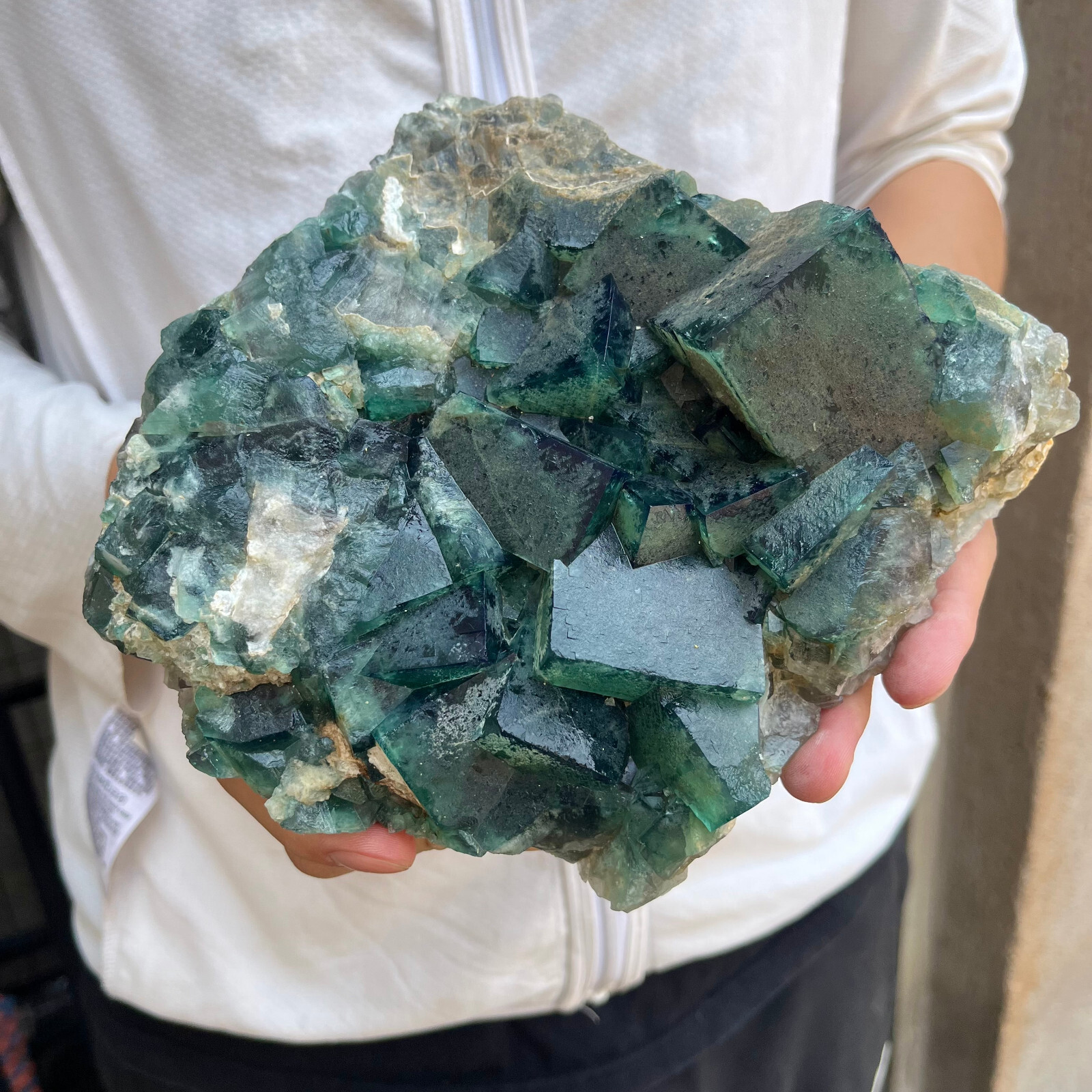6.4lb Large Natural green cubic fluorite quartz crystal cluster mineral specimen