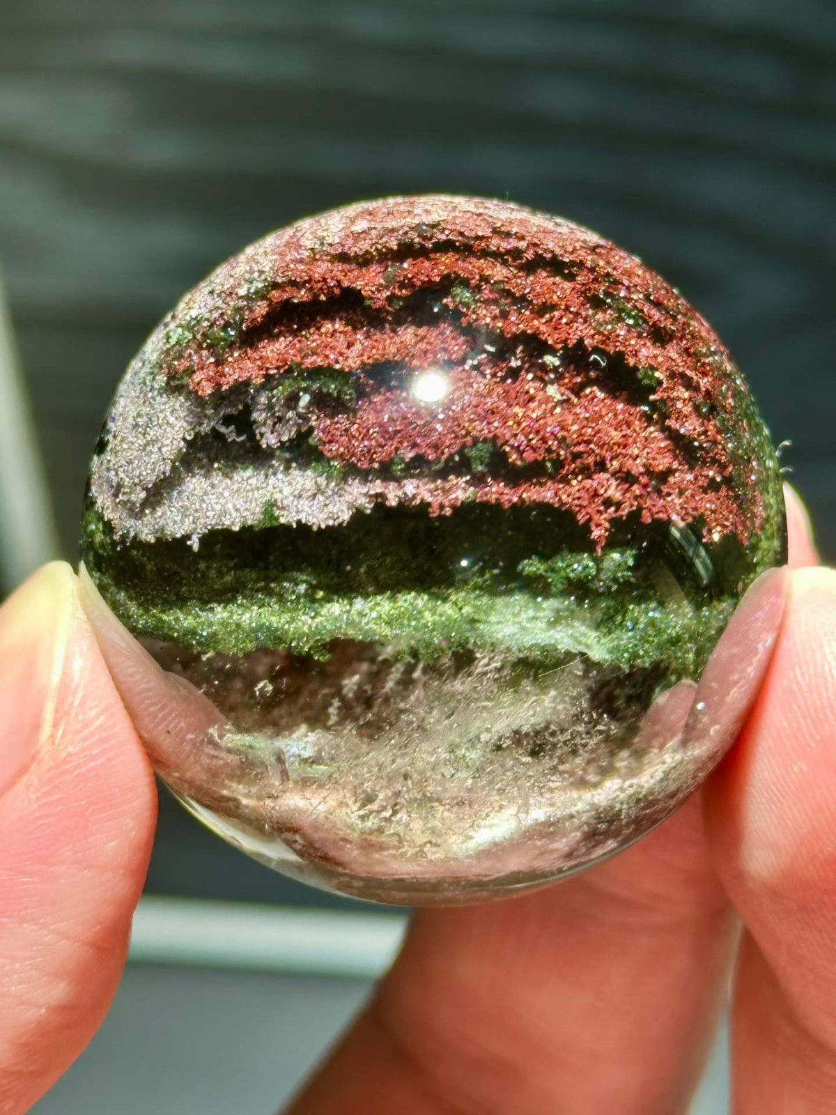 40mm Natural Color Phantom Quartz Sphere Energy Crystal Ball Reiki Decor