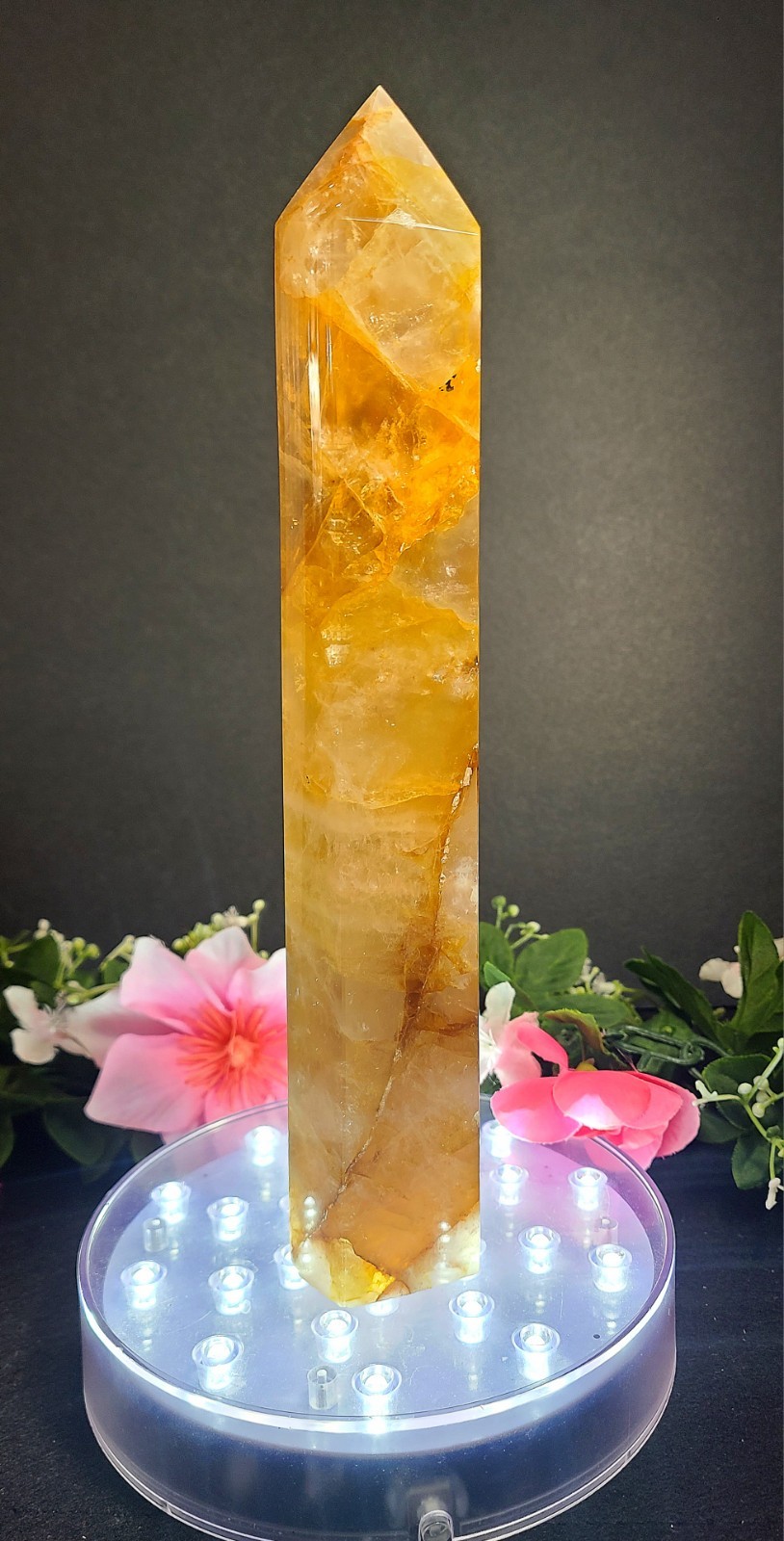 XXX Large 10″ 958g 2.2lb A+ Golden Healer Quartz Tower Generator Wealth Crystal