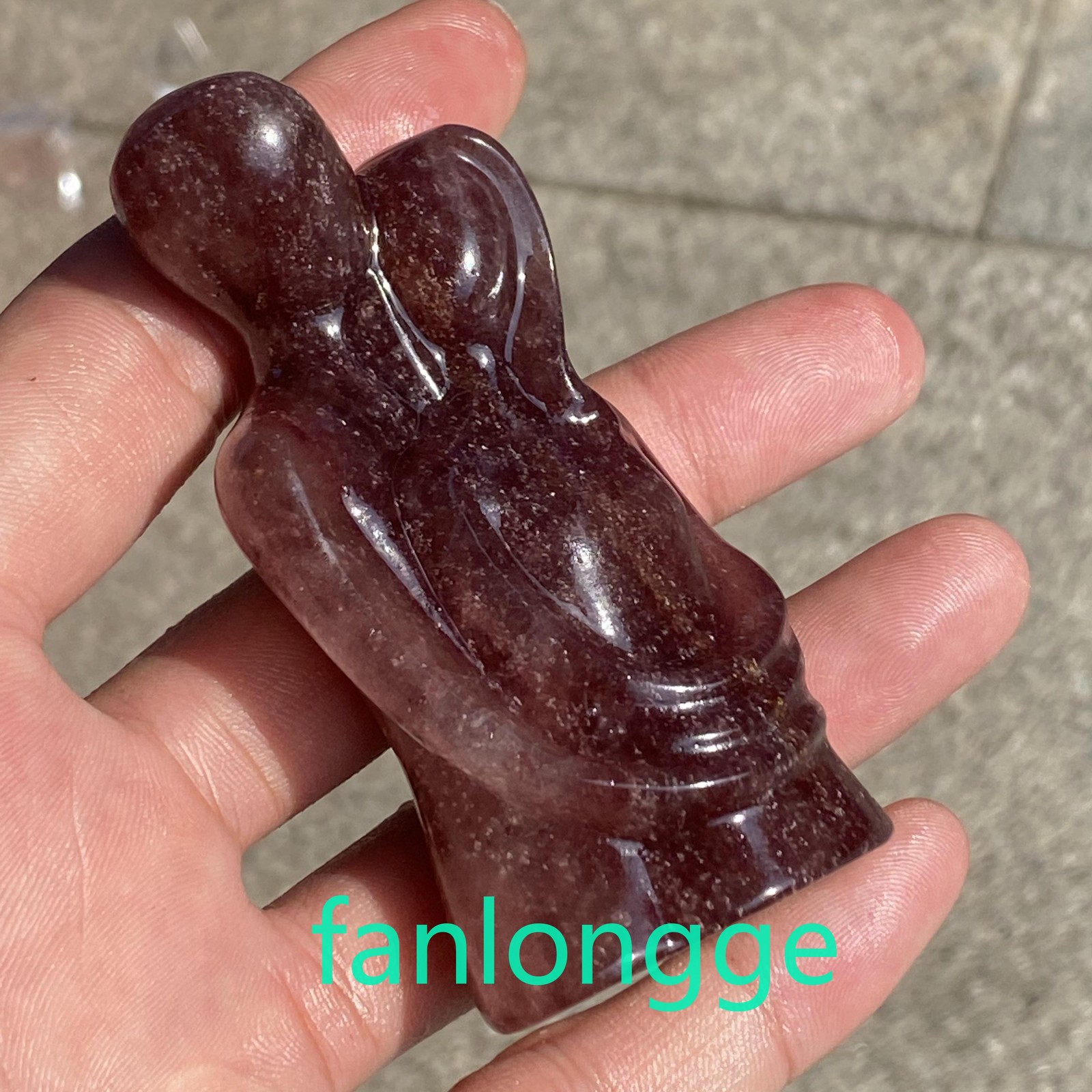 3.2in Natural Strawberry Quartz Lover Quartz Crystal Carved Figurines Gift 1pcs