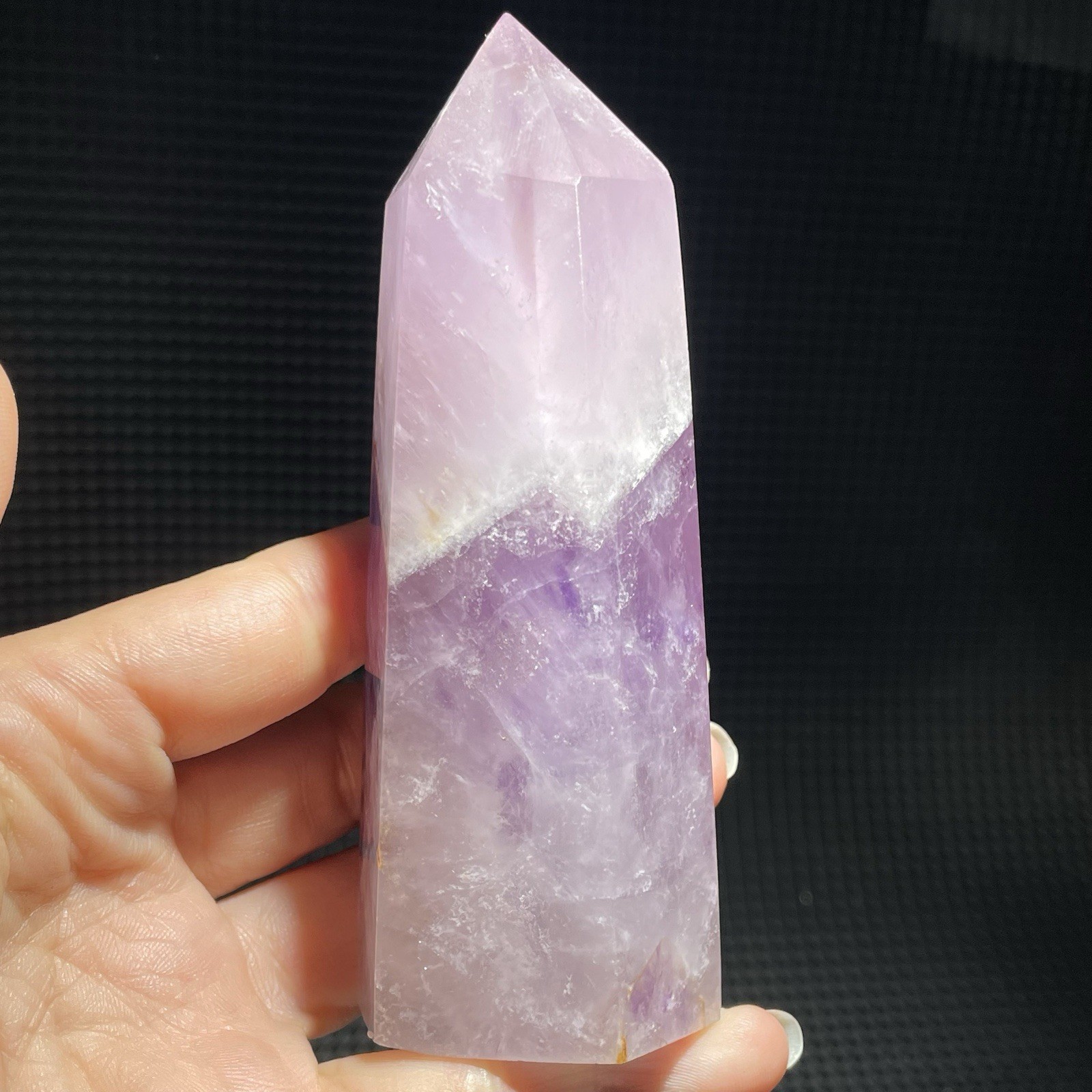 Natural Amethyst Crystal Tower Point Obelisk Polished Healing Quartz Home Decor
