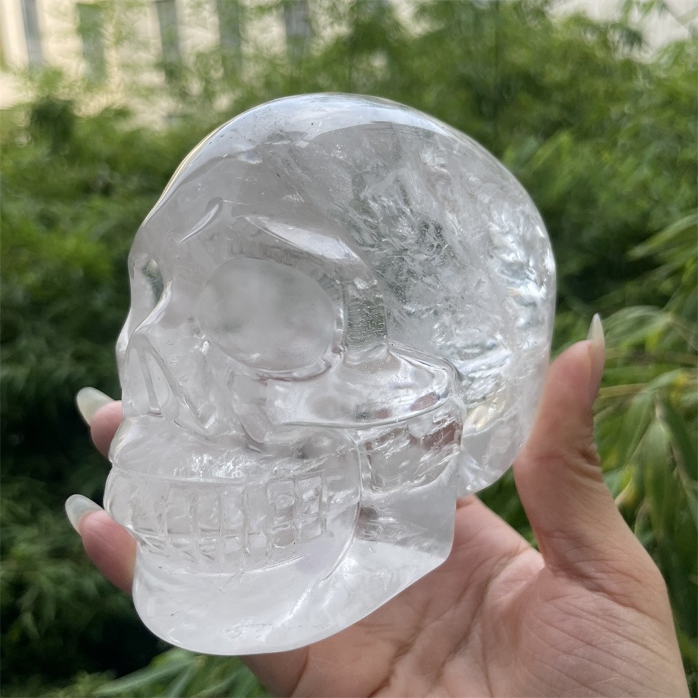 2.5LB 4.5″ A++ Natural Clear Quartz Skull Carving Crystal Healing Carved Decor