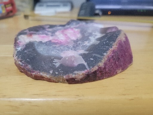 Cut Polished Dyed Pink Agate Geode