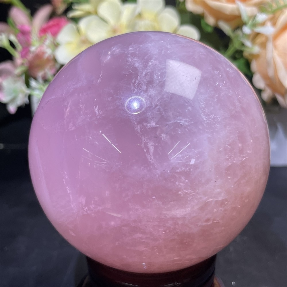 2.2LB 3.5″ Natural Rose Quartz Sphere Ball Decor Crystal Heal Reiki Rainbow