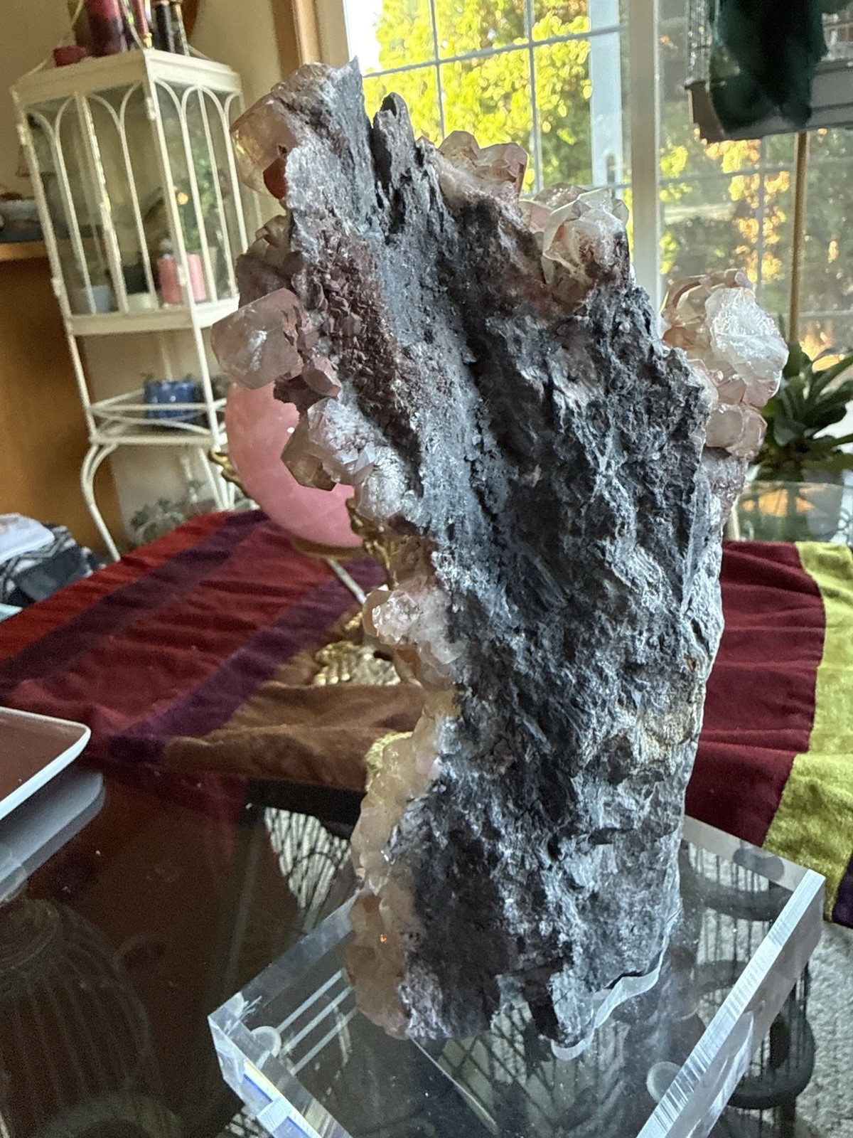 Stunning Collectors Red Benz Calcite Crystal Specimen w/Acrylic Stand 4.8lb