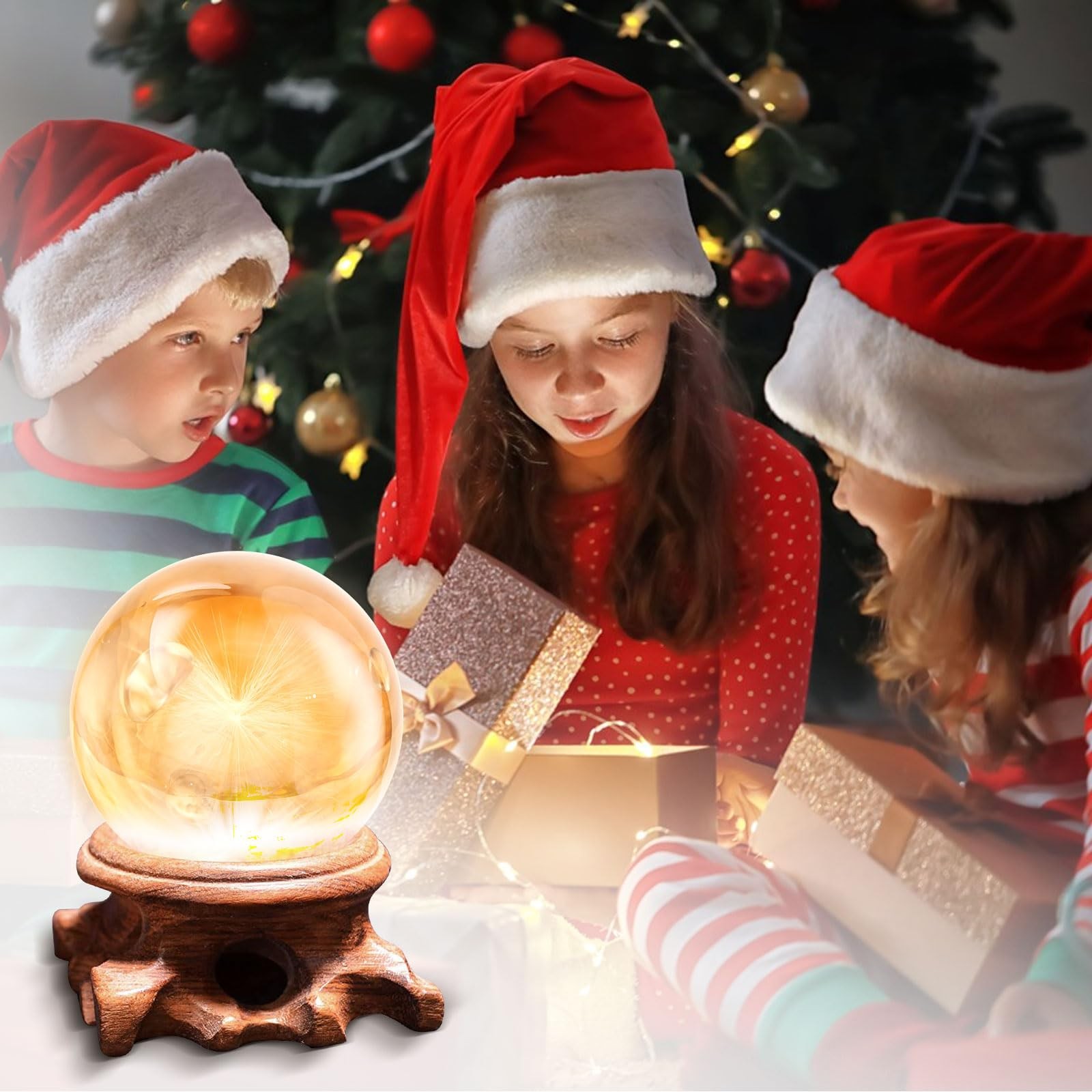 2 Inch Round Wooden Led Lights Display Base, Warm Light Display Stand Root Ca…