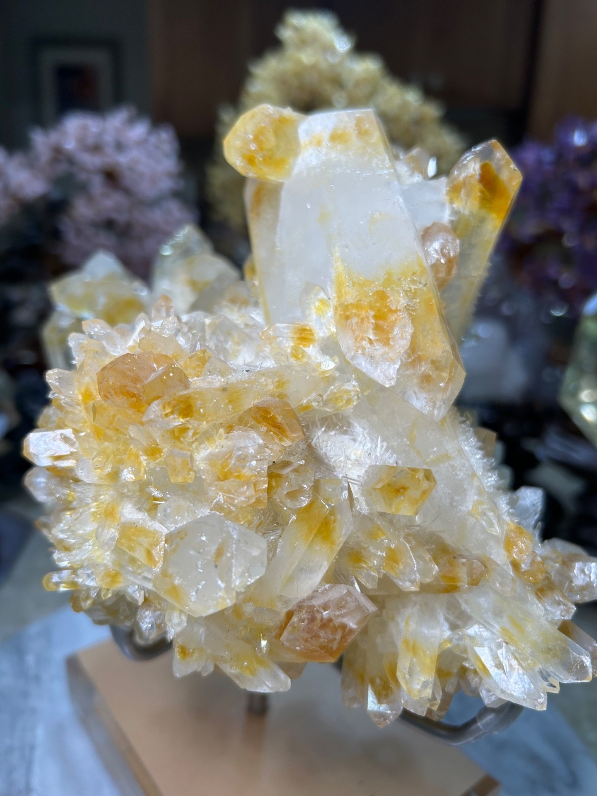 Mango Quartz Specimen Freeform on custom acrylic stand big