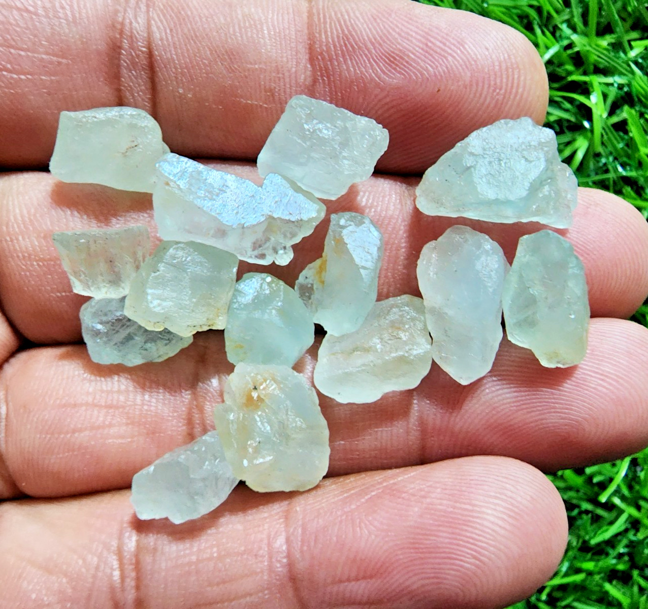 14 Pcs Mickey Aquamarine Gemstone Rough Lot 9-16 mm Aquamarine Rough Stone Bulk