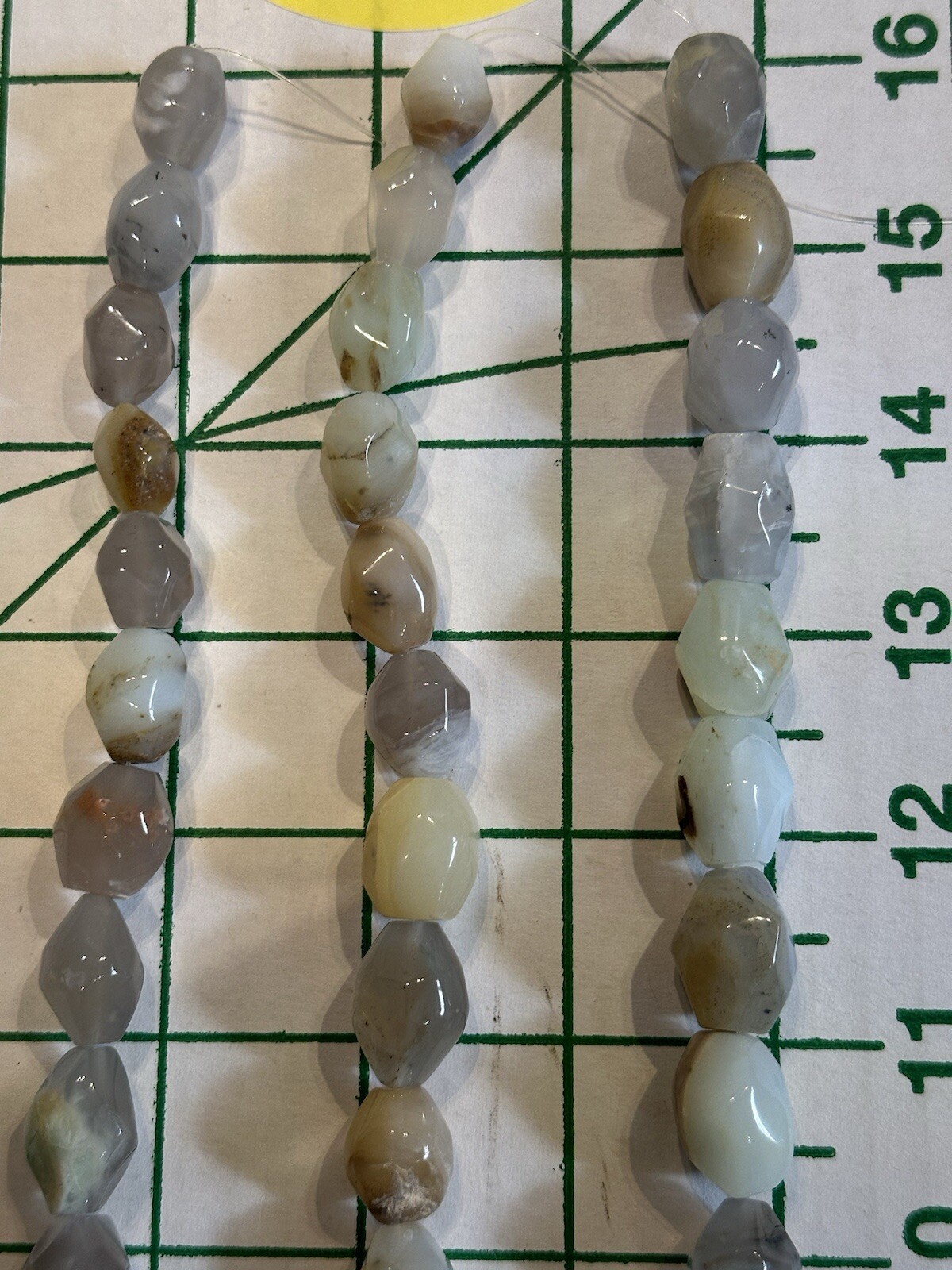 LOT 3 Polished 16” Agate Stones Strands Blue Brown Green White Mixed Colors READ