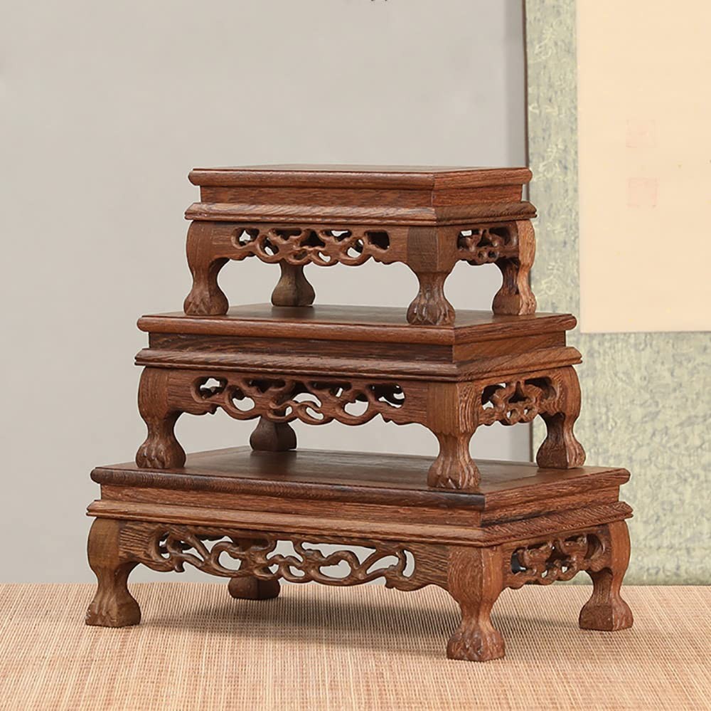 Chinese Wooden Rosewood Base Rectangular Chicken Wing Wood Carved Stand Base …