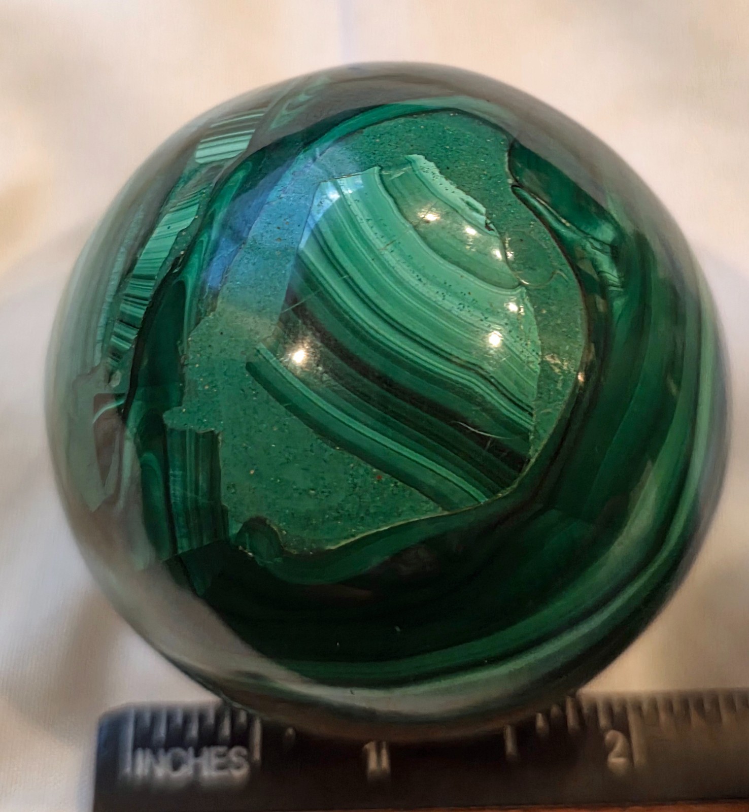 Beautiful 2 1/2″ Diameter Malachite Sphere