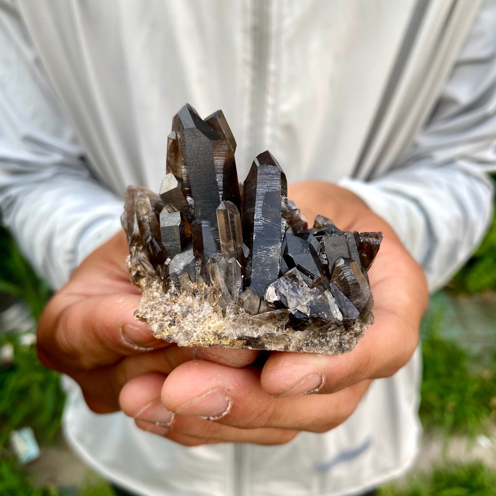 114G Natural Black Smoky Quartz Crystal Cluster Raw Mineral Specimen