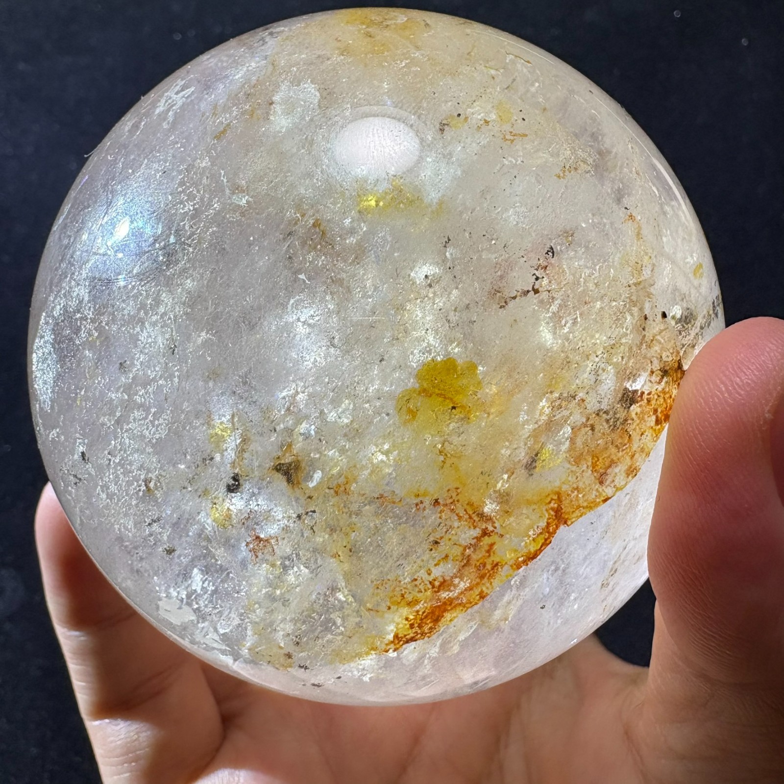 79mm Large Quartz Ball Natural Crystal Sphere w/ USB Light Stand Decoration