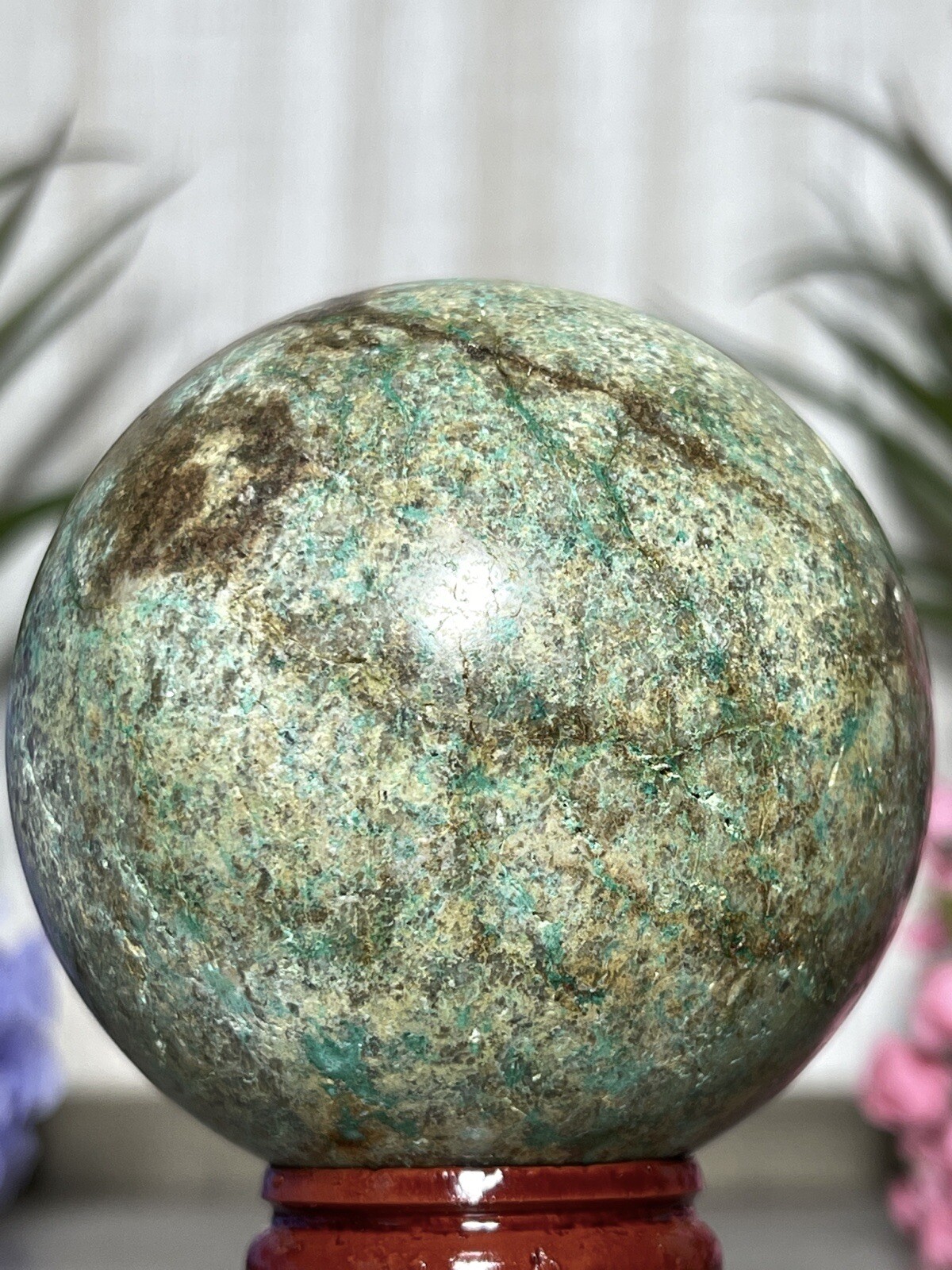 57mm PHOENIX SPHERE – Green Blue Mineral Copper Ore Malachite Turquoise Crystal