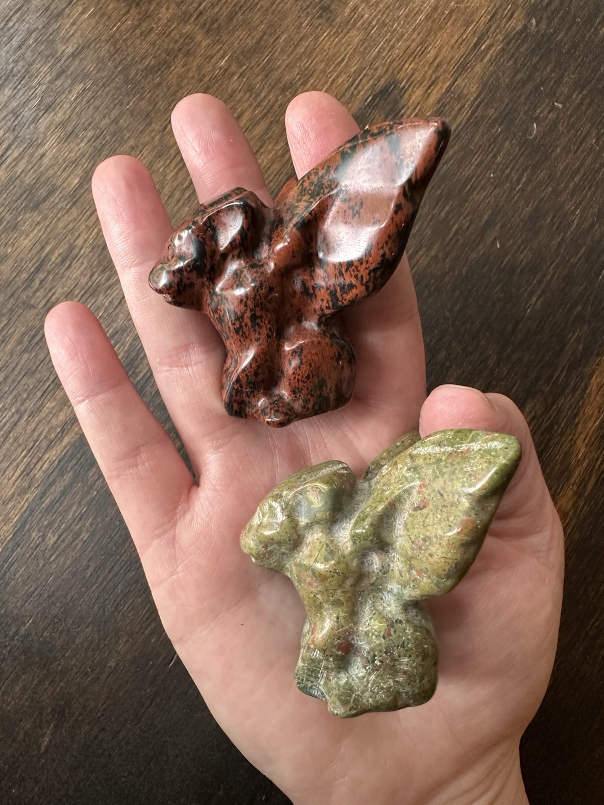 Crystal Gargoyle Carvings 5pcs | Unikite, Green Strawberry Quartz & More |