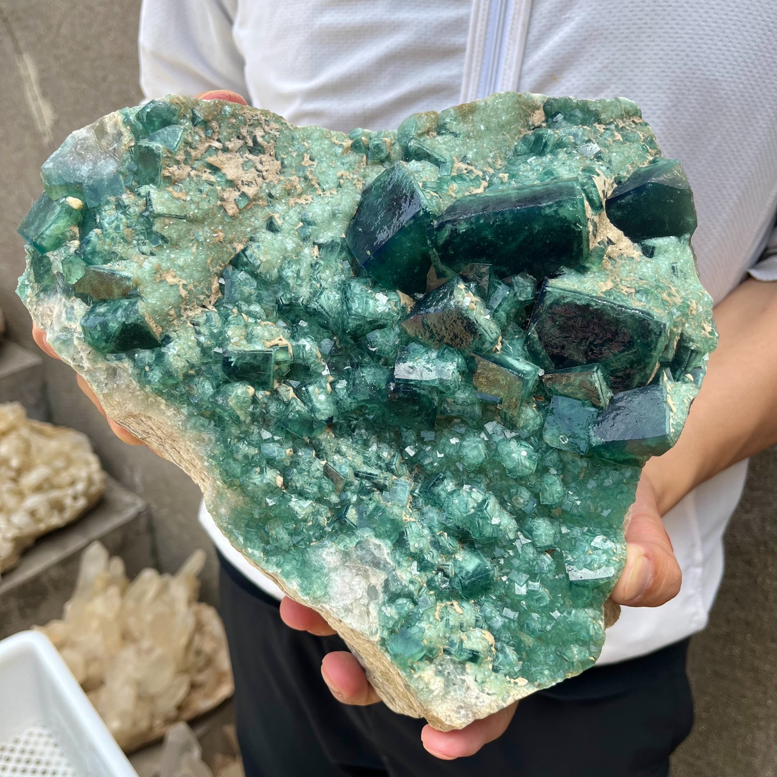 13.4lb NATURAL Green Cube FLUORITE Quartz Crystal Cluster Mineral Specimen