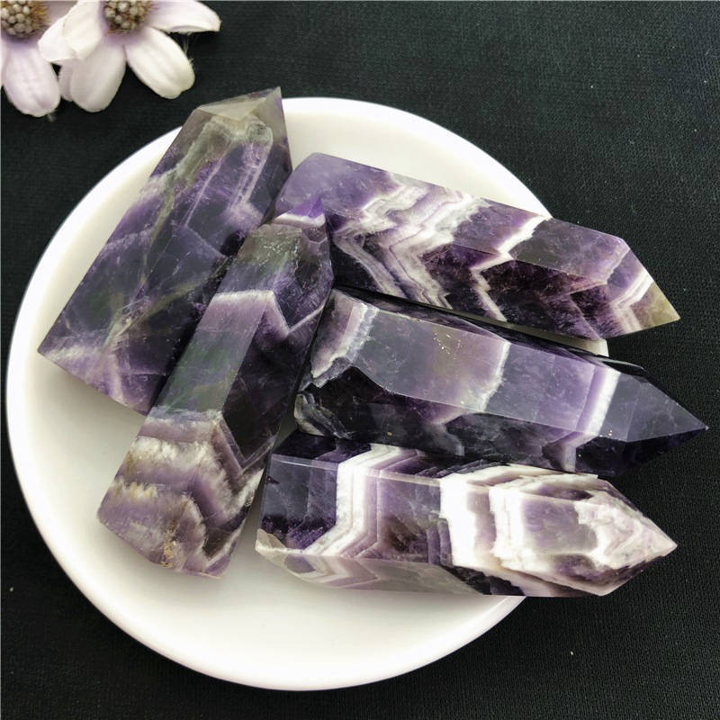 50-60mm Natural Dreamy Amethyst Quartz Crystal Obelisk Wand Tower Point Healing