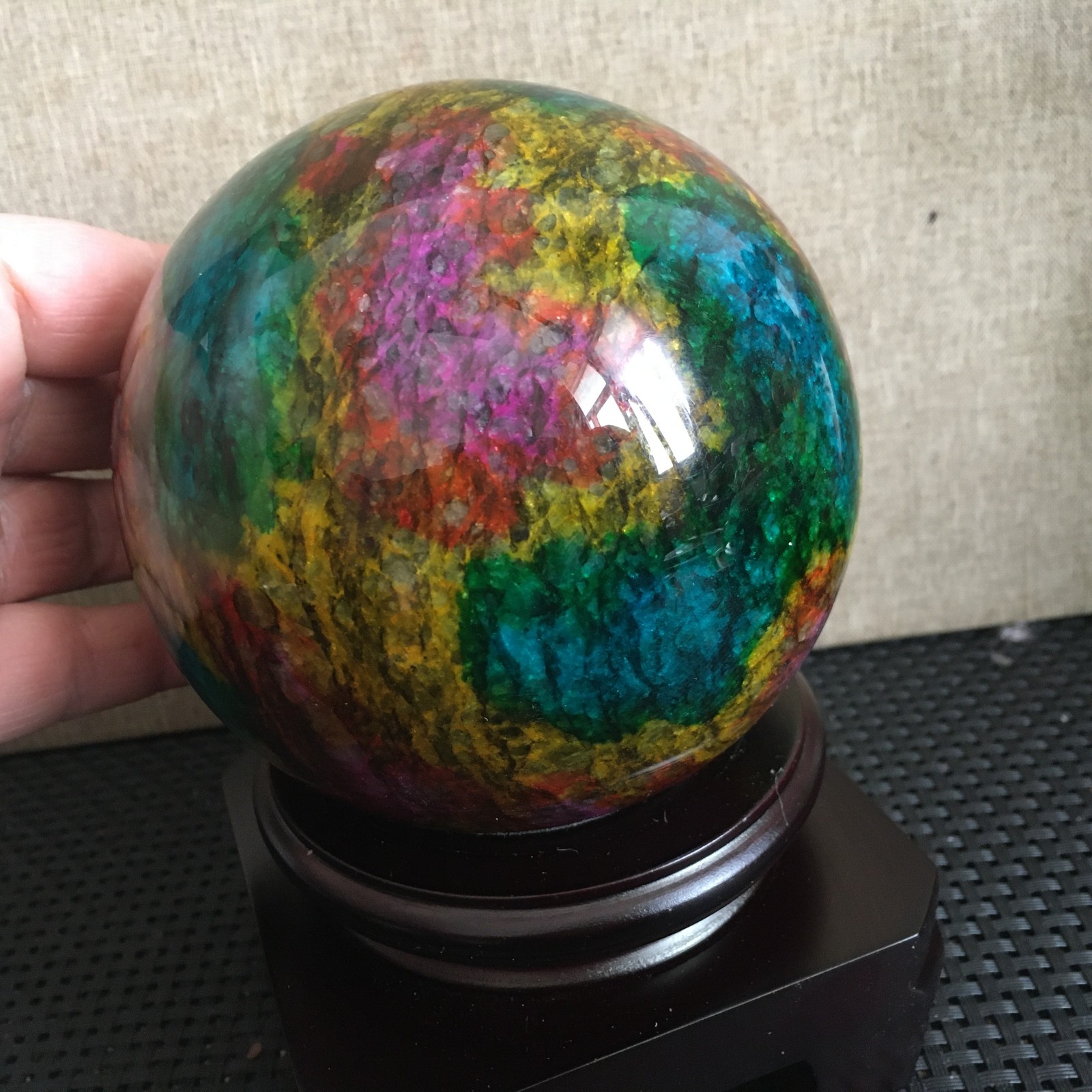 1476g “Seven Colors Jade” crystal sphere specimen -Taiwan China